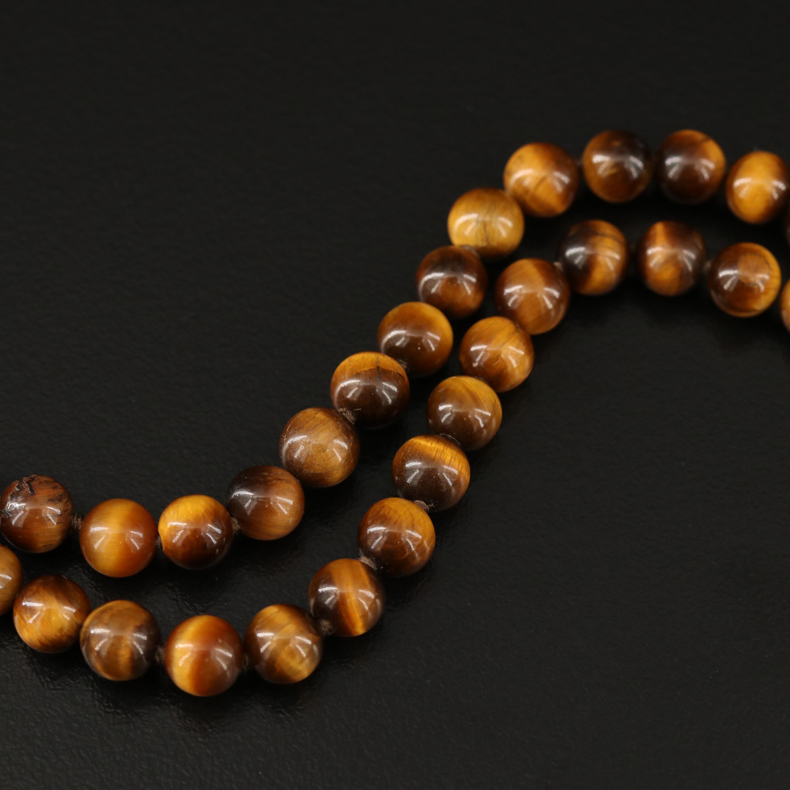 Judith Ripka Tiger's Eye and Cubic Zirconia Necklace with Sterling Clasp