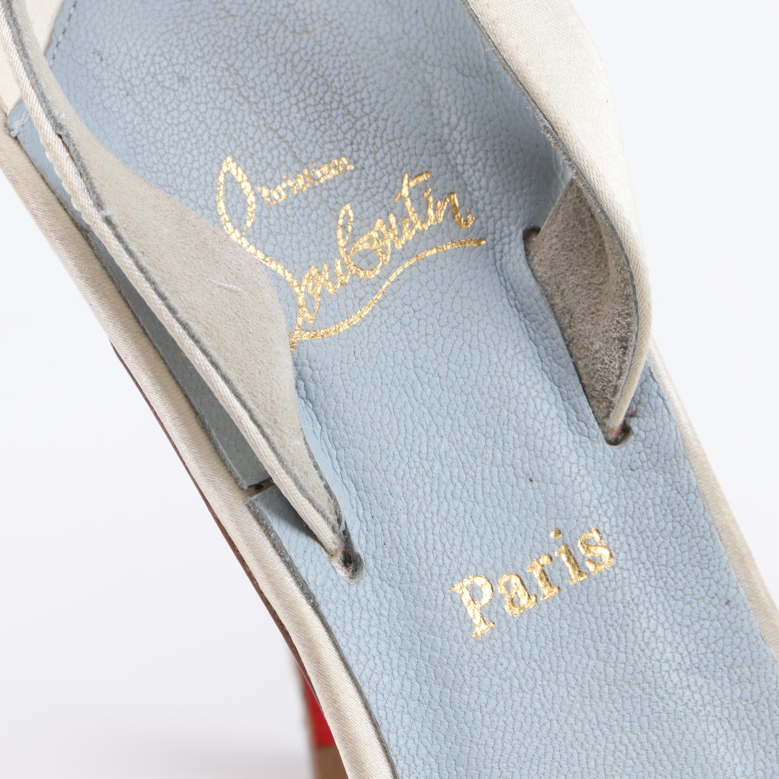 Christian Louboutin Floral Satin High Heel Slingbacks