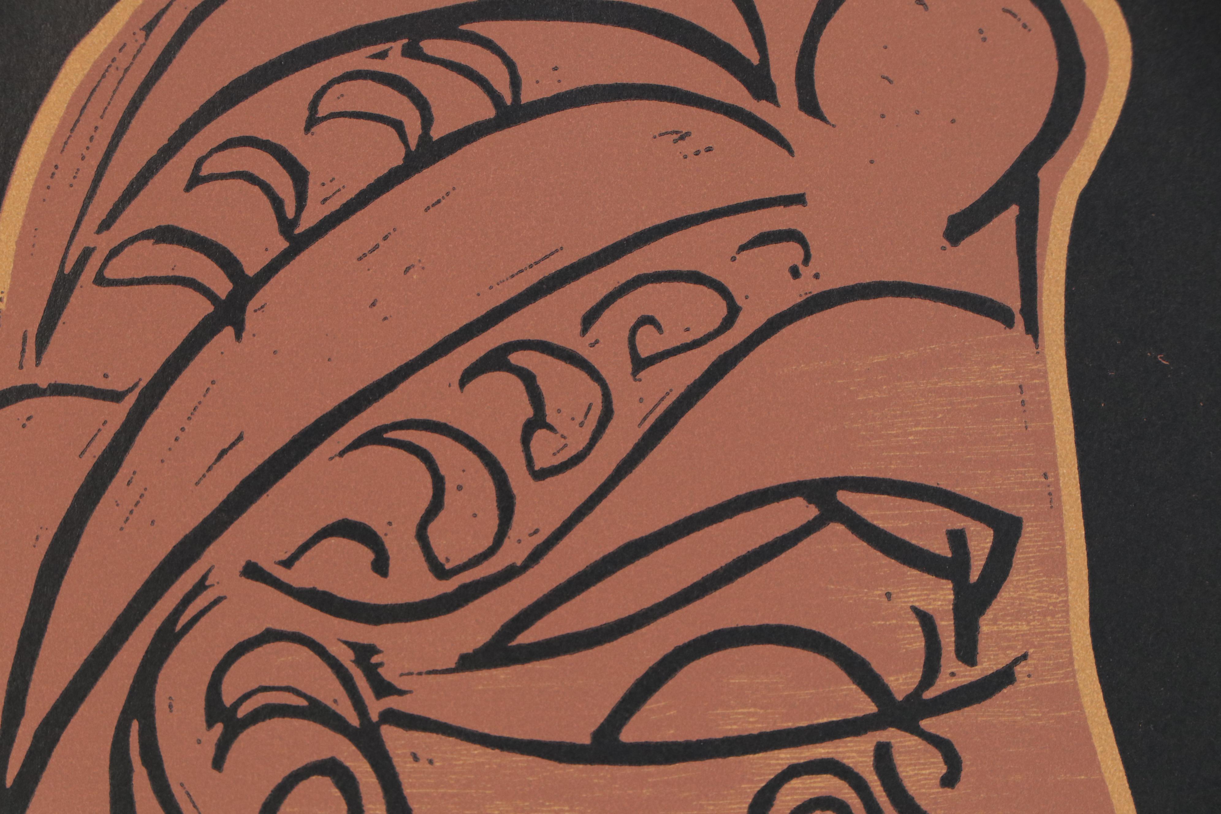 Pablo Picasso Linoleum Cut "Female Head in Profile," 1962