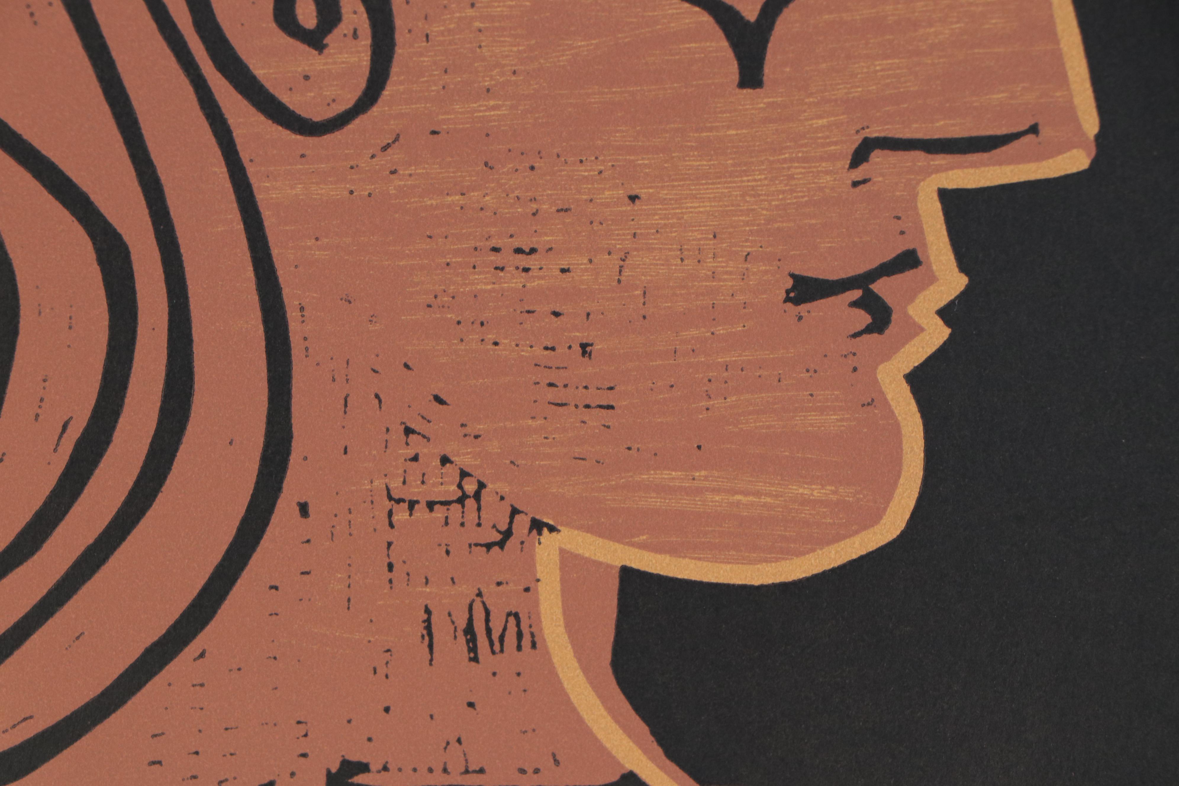 Pablo Picasso Linoleum Cut "Female Head in Profile," 1962