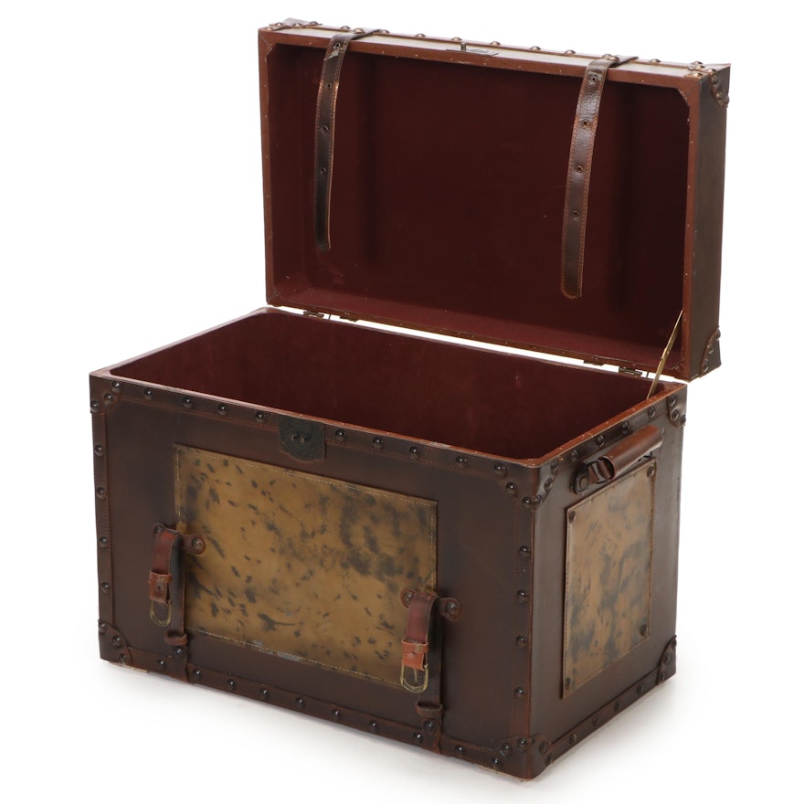 Faux Leather Steamer Trunk Home Décor, Late 20th Century