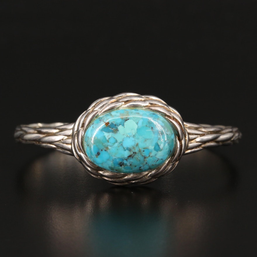 Sterling Silver Turquoise Textured Cuff