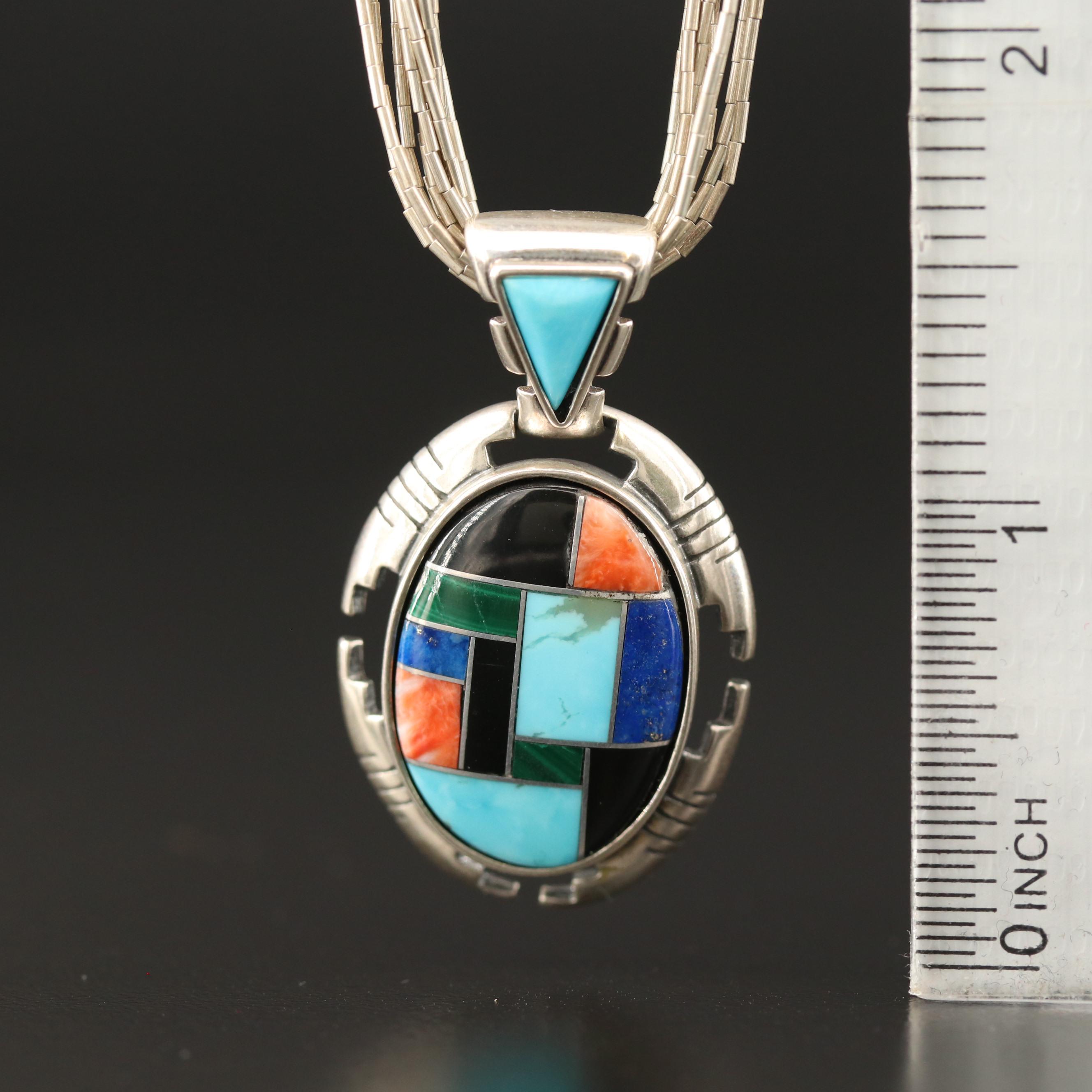 Carolyn Pollack for Relios Sterling Silver Gemstone Cuff and Pendant with Chain