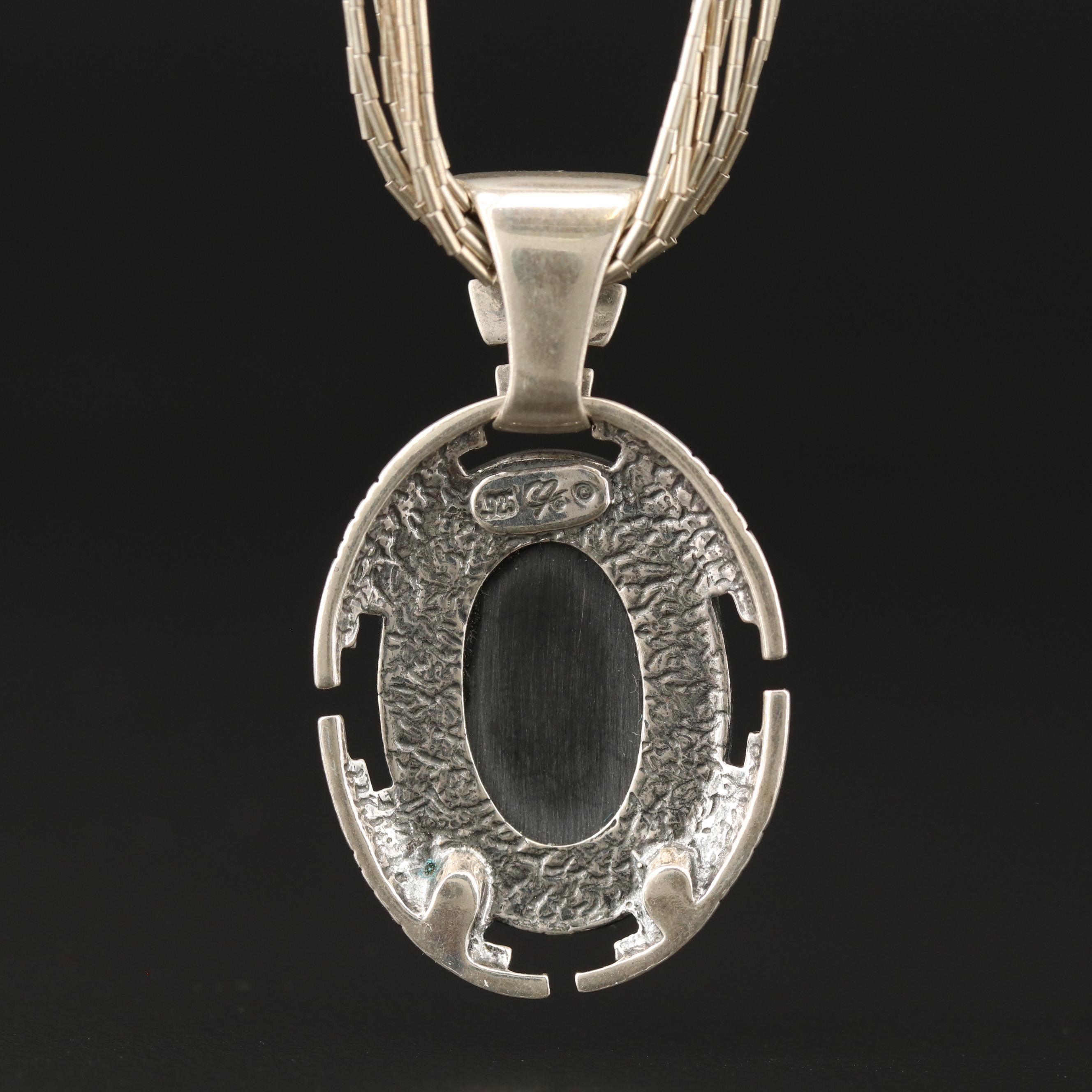 Carolyn Pollack for Relios Sterling Silver Gemstone Cuff and Pendant with Chain