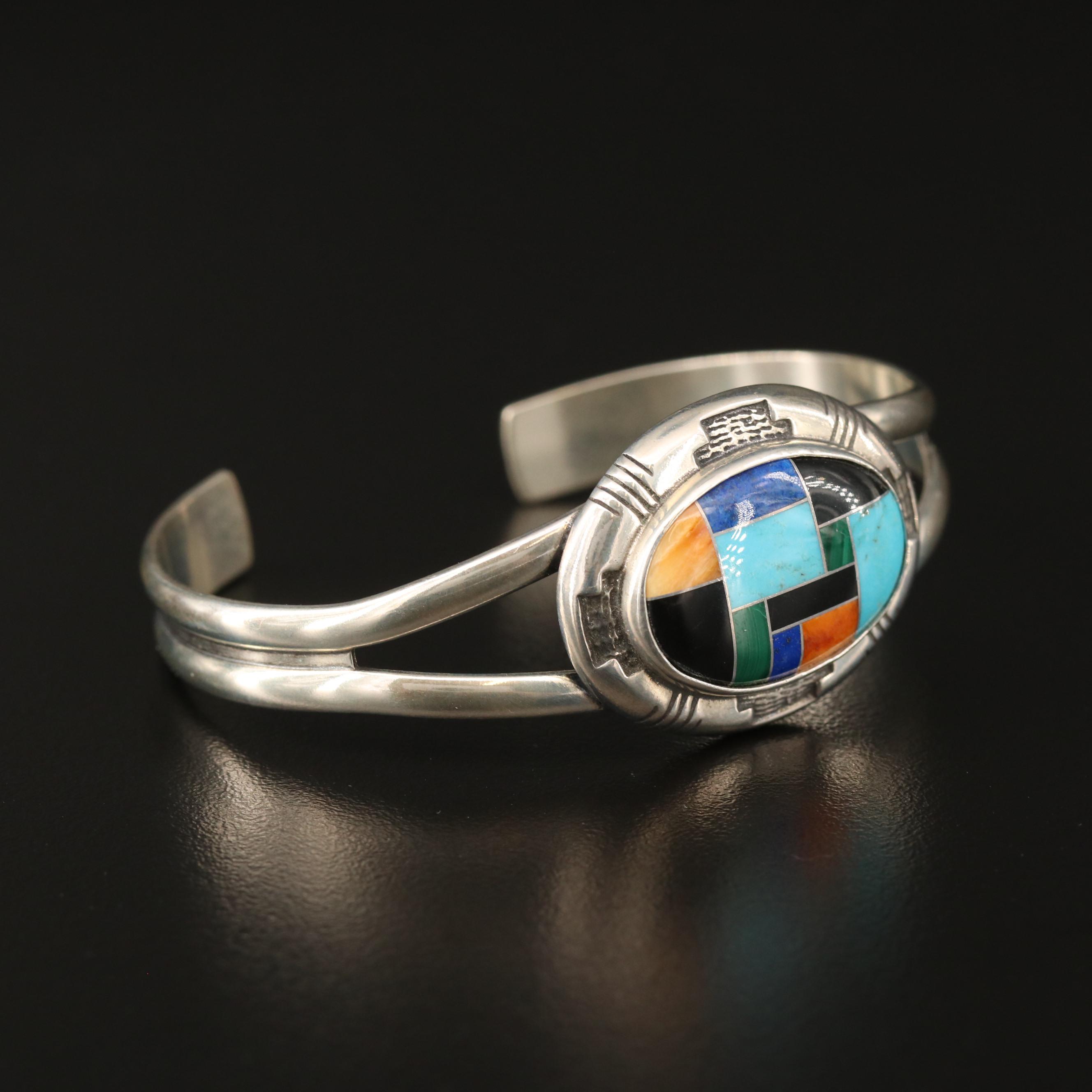 Carolyn Pollack for Relios Sterling Silver Gemstone Cuff and Pendant with Chain