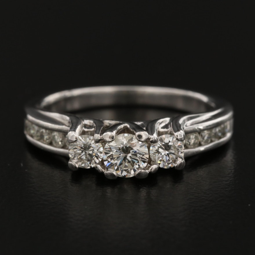 14K Diamond Cathedral Ring