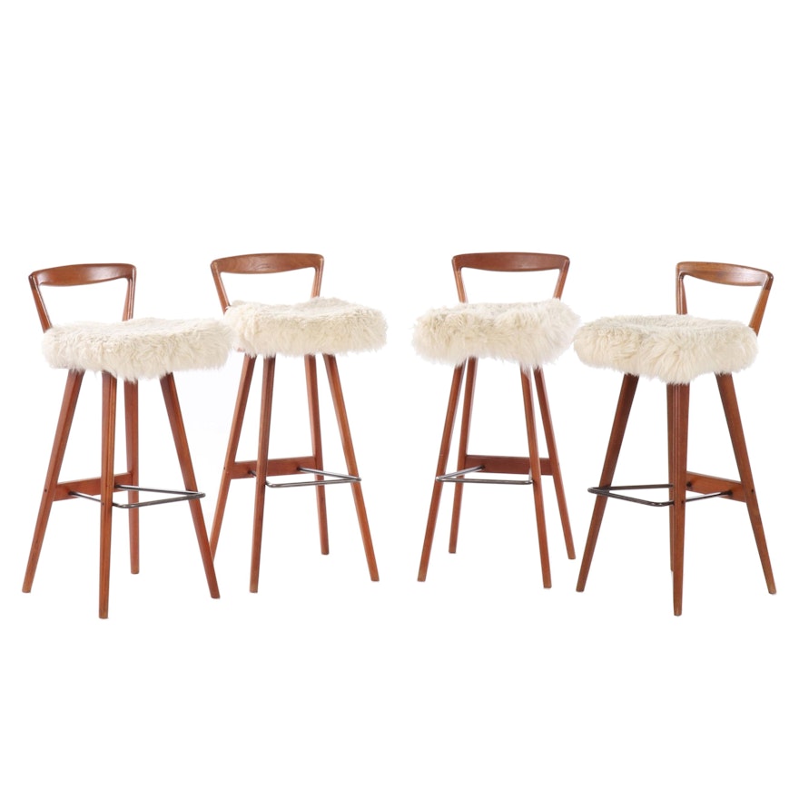 Contemporary Modern Faux Fur Upholstered Barstools