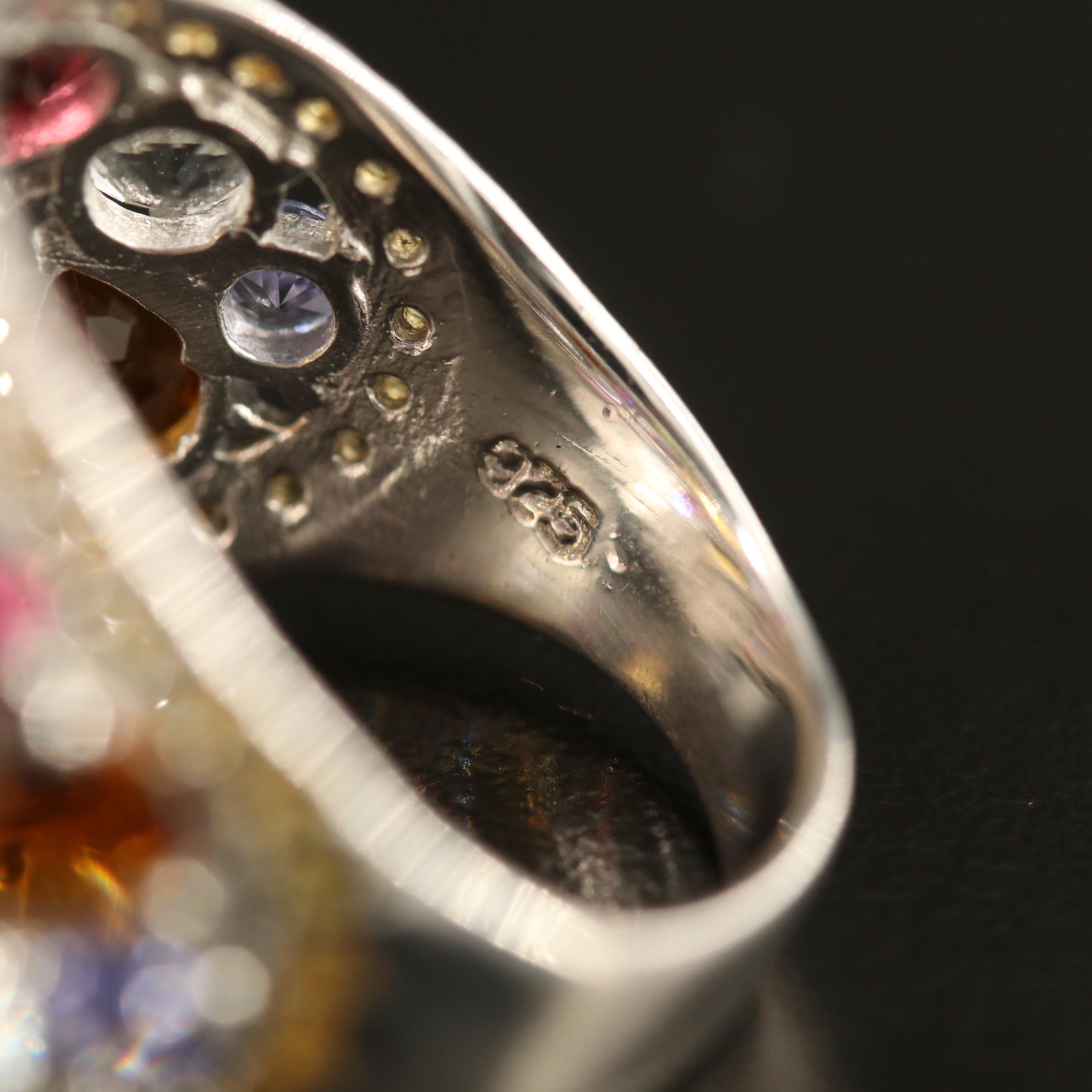 Sterling Citrine, Aquamarine, Tanzanite and Garnet Bombé Ring