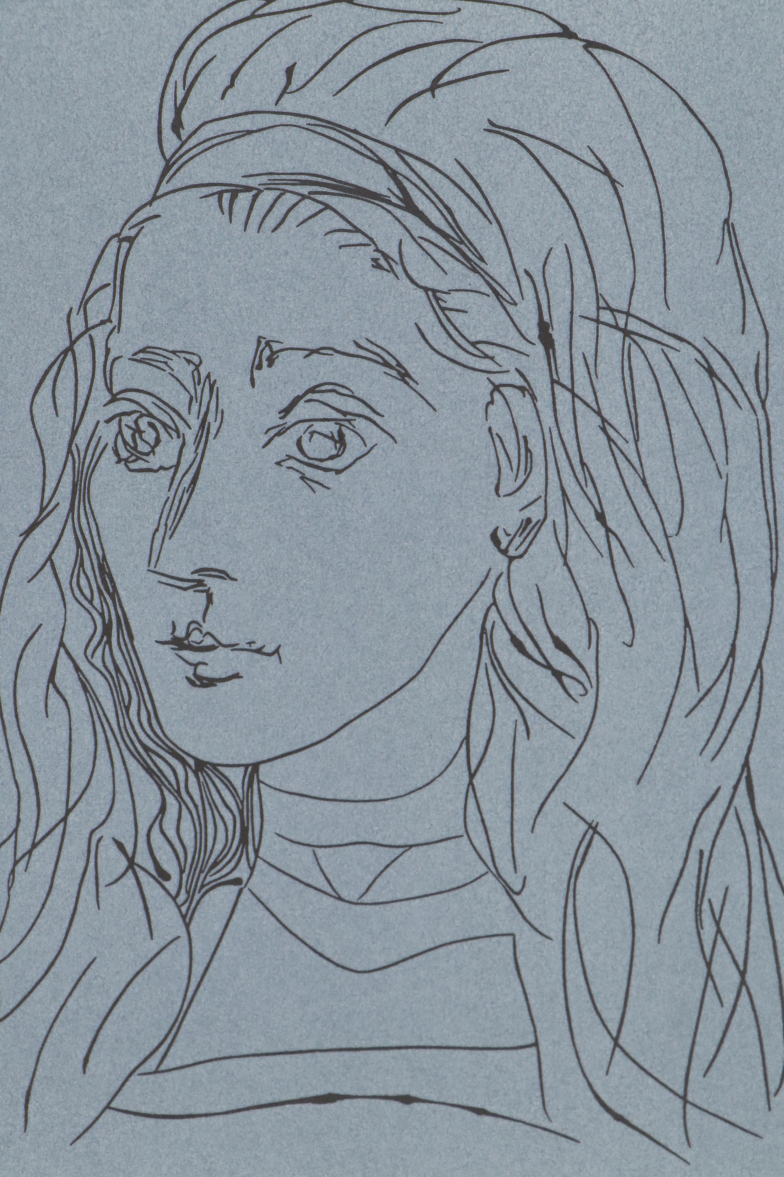 Pablo Picasso Color Linoleum Cut "Jacqueline", 1962