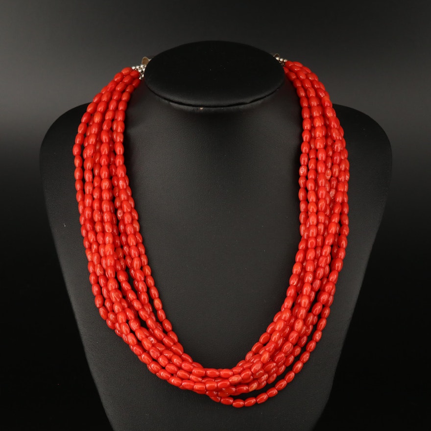 Desert Rose Trading Coral Multi-Strand Beaded Coral Necklace