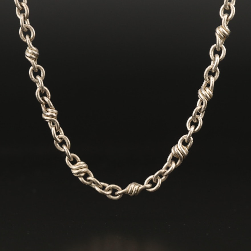 Sterling Silver Fancy Link Chain Necklace