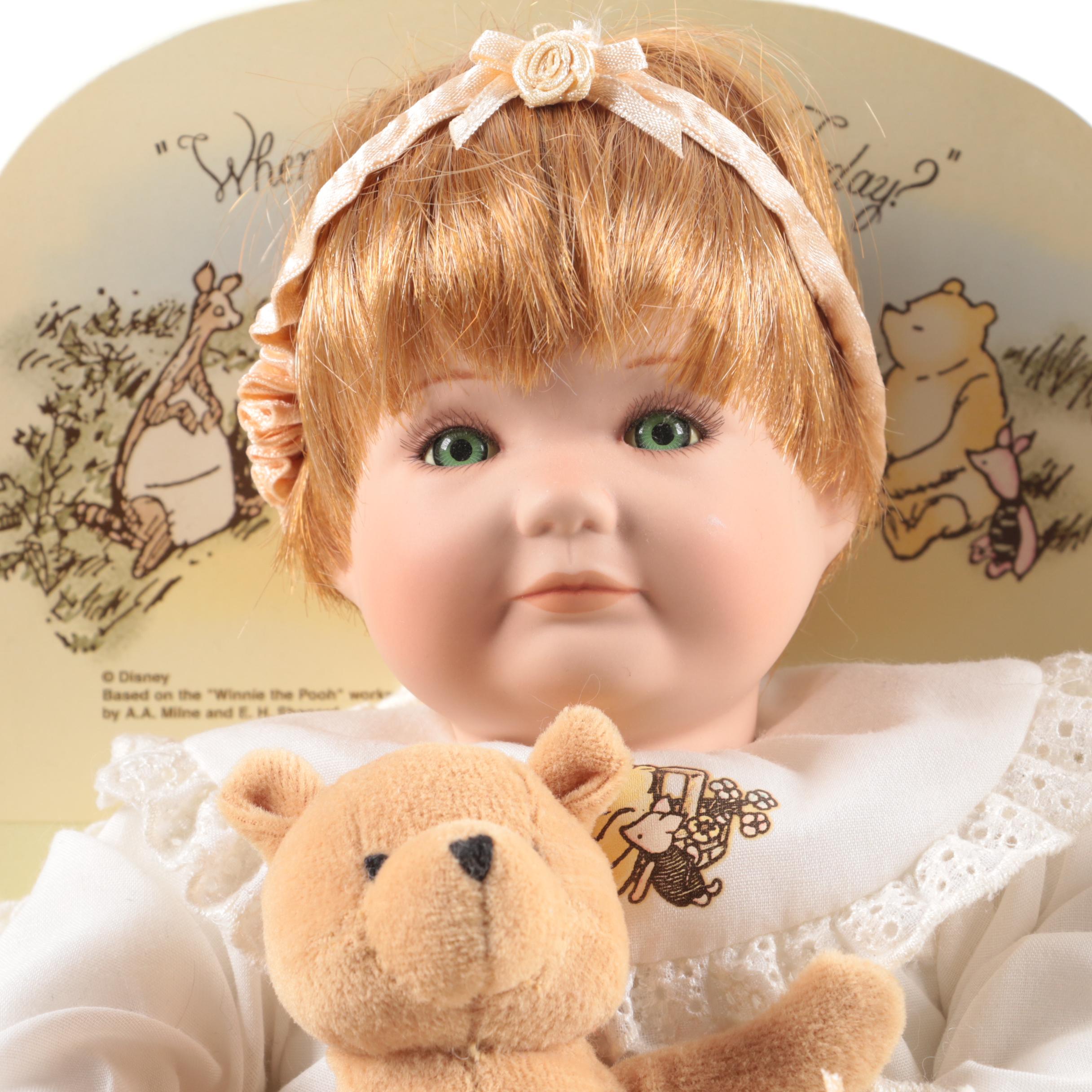 Winnie the Pooh Themed Joan Ibarolle Porcelain Dolls and Accessories