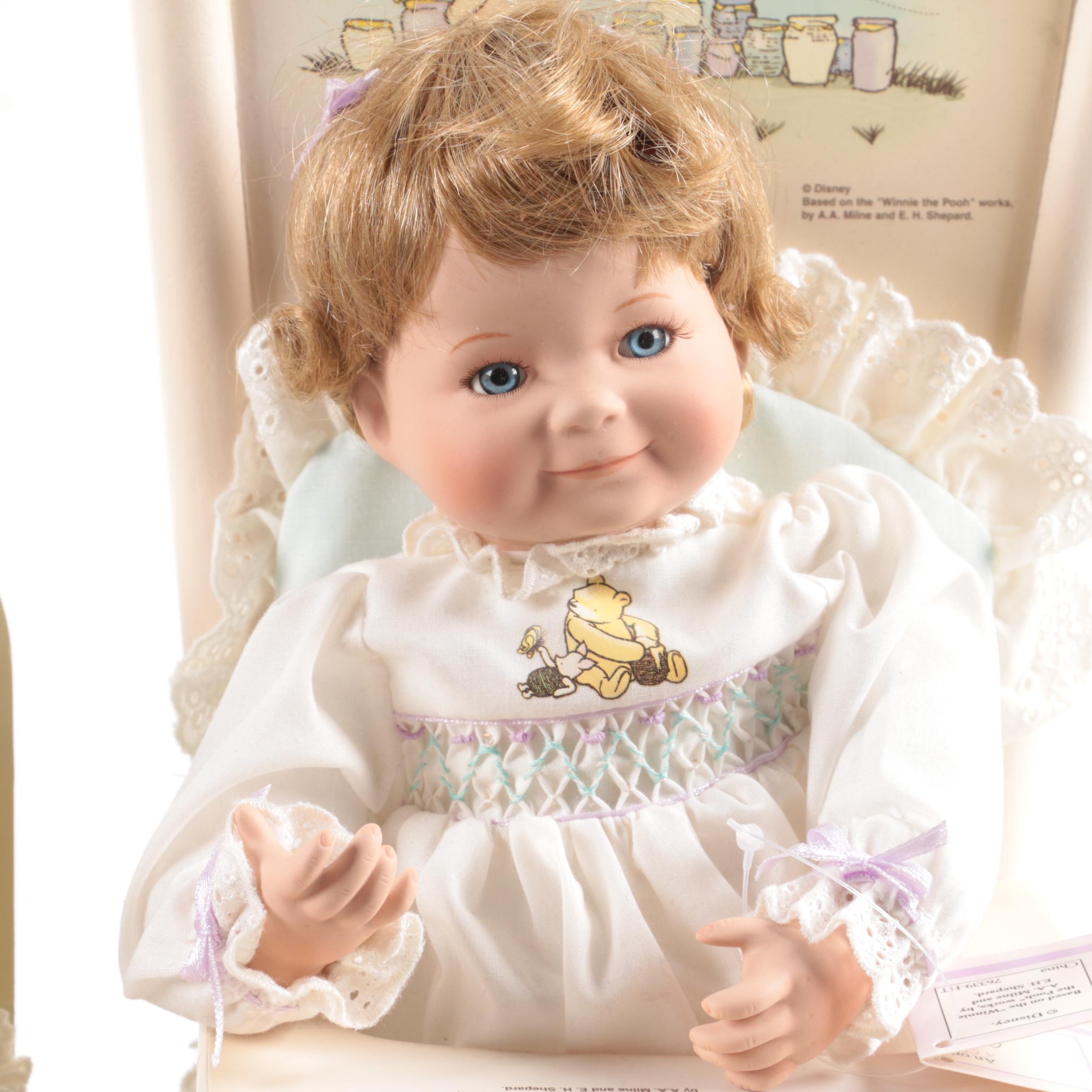 Winnie the Pooh Themed Joan Ibarolle Porcelain Dolls and Accessories