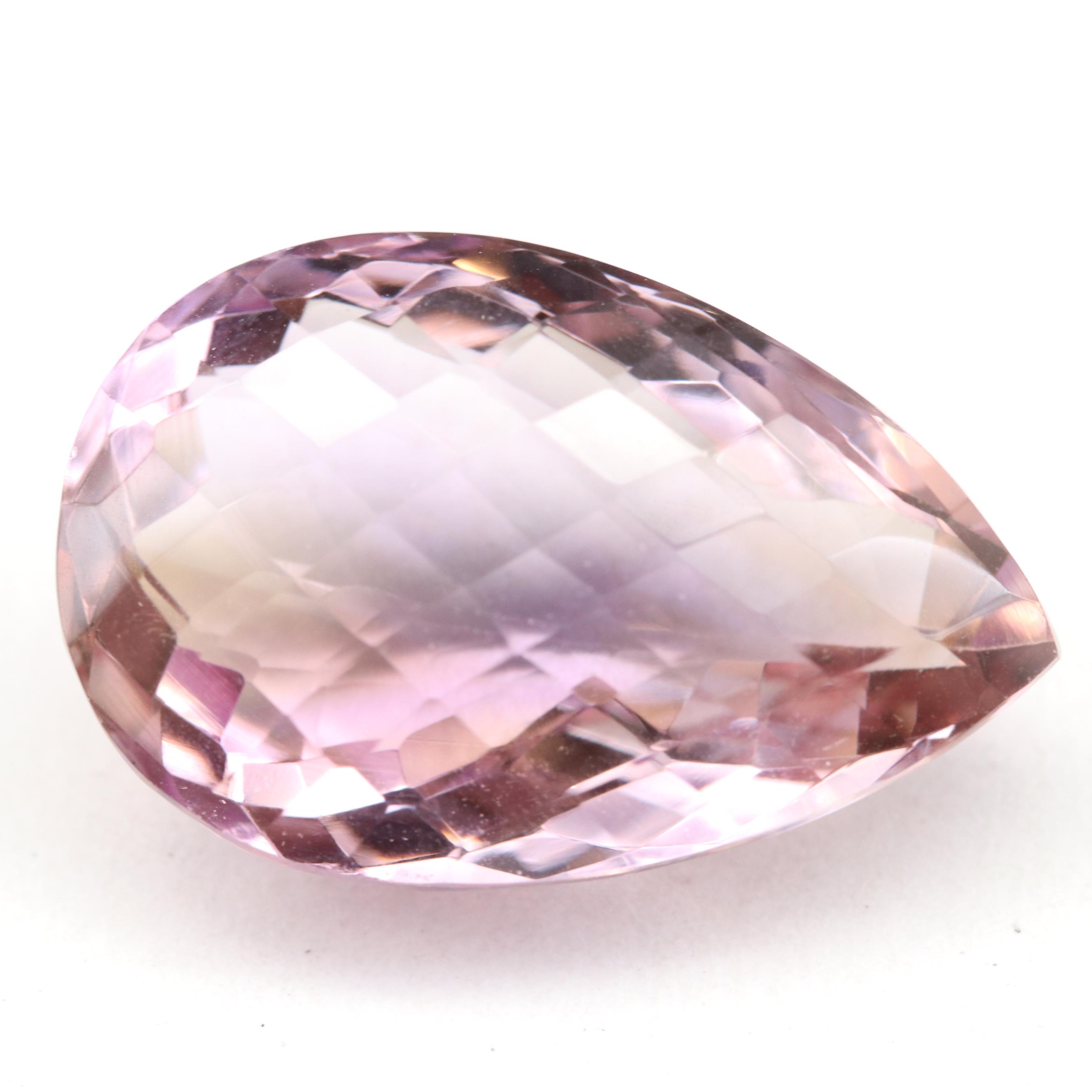 Loose 26.78 CT Checkerboard Pear Faceted Ametrine
