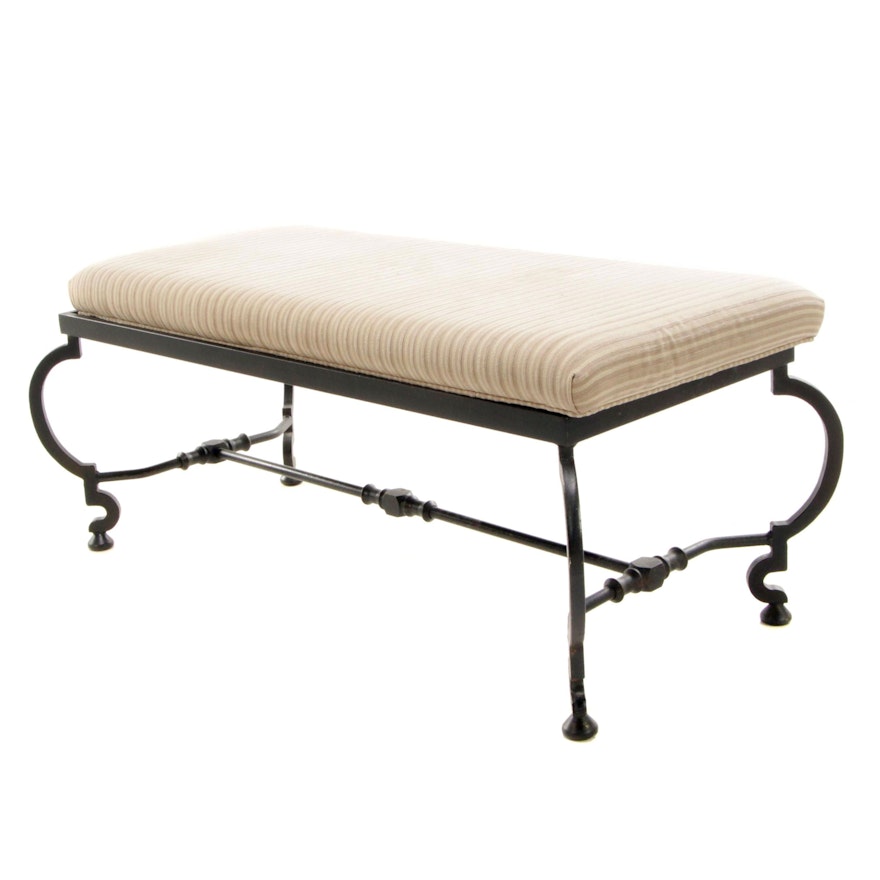 Wrought Iron Upholstered Bench