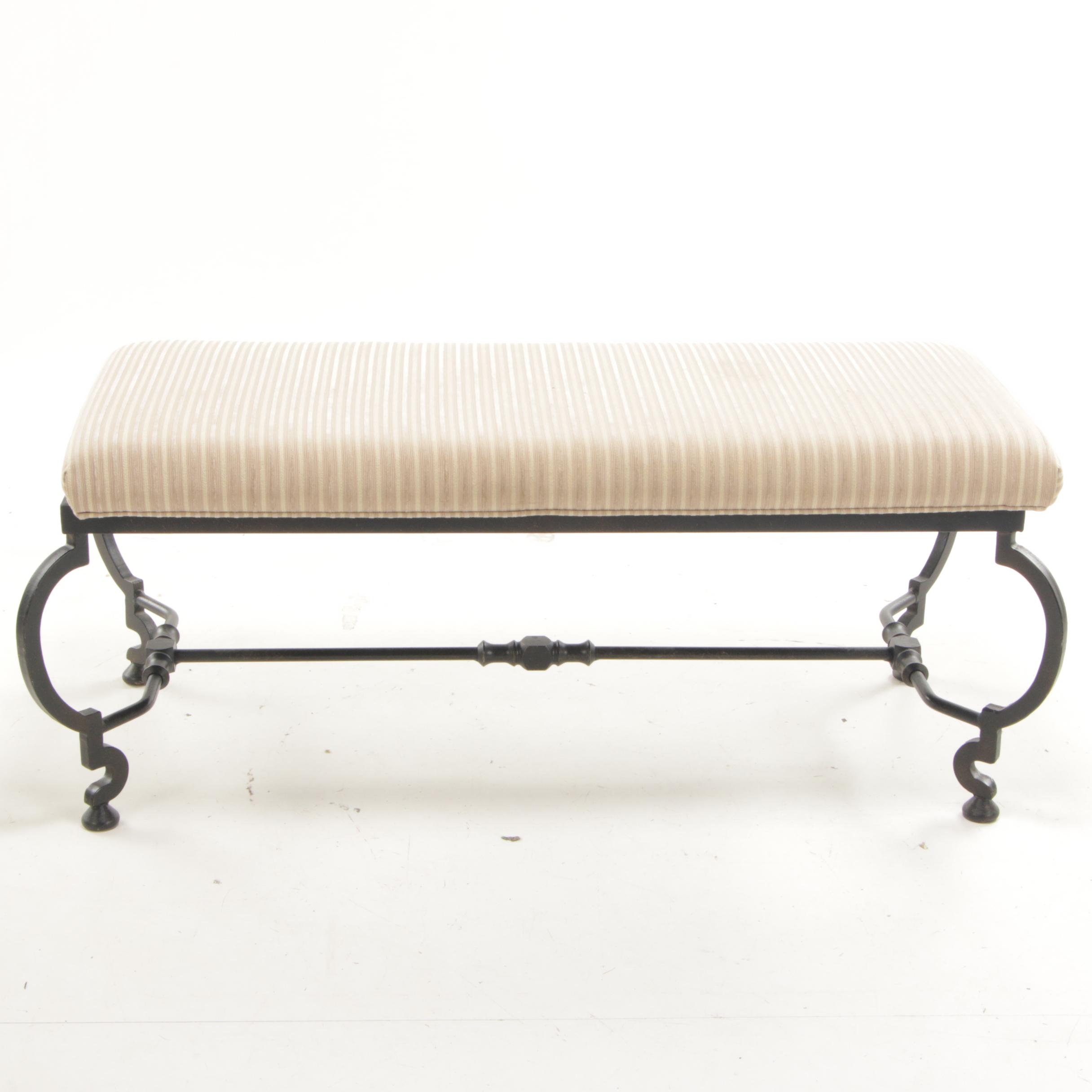 Wrought Iron Upholstered Bench