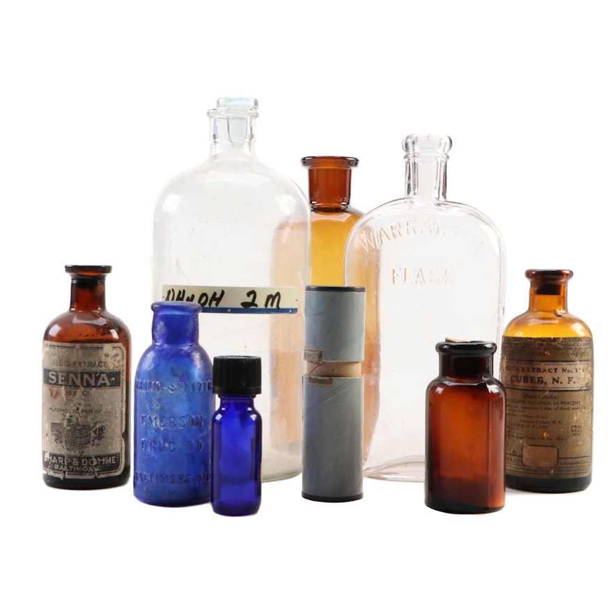 Early Pharmaceutical Tincture Assortment Décor, 1870s