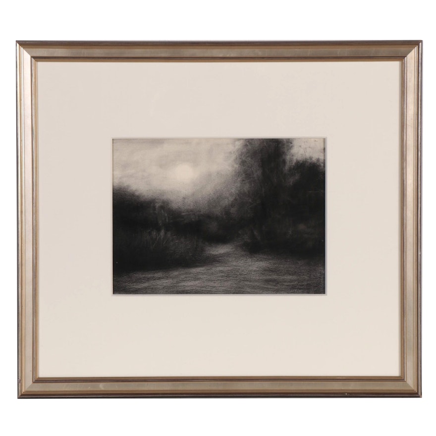 M. Katherine Hurley Charcoal and Pastel Landscape Drawing