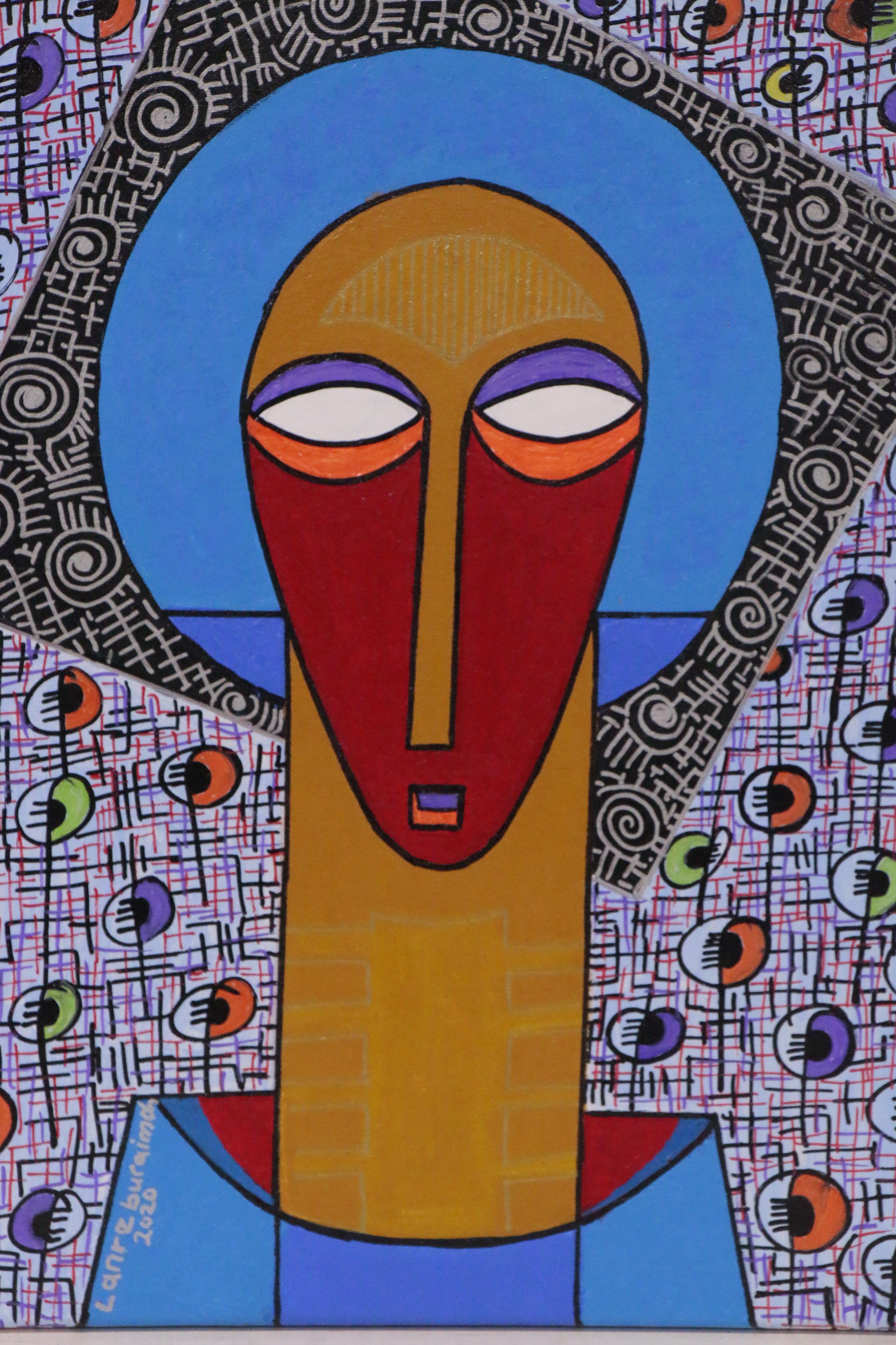 Lanre Buraimoh Acrylic and Ink Painting "Not by Sight", 2020