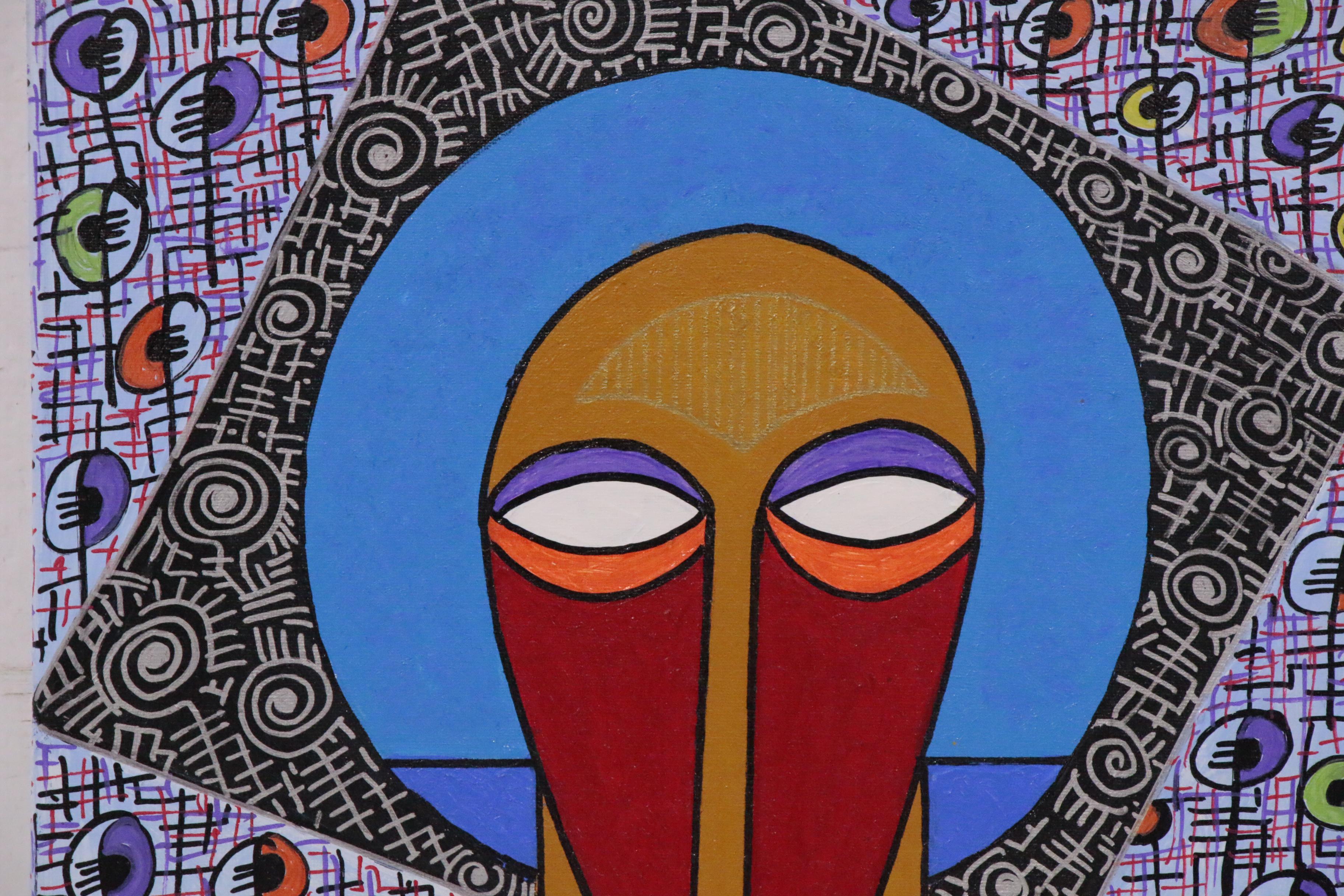 Lanre Buraimoh Acrylic and Ink Painting "Not by Sight", 2020