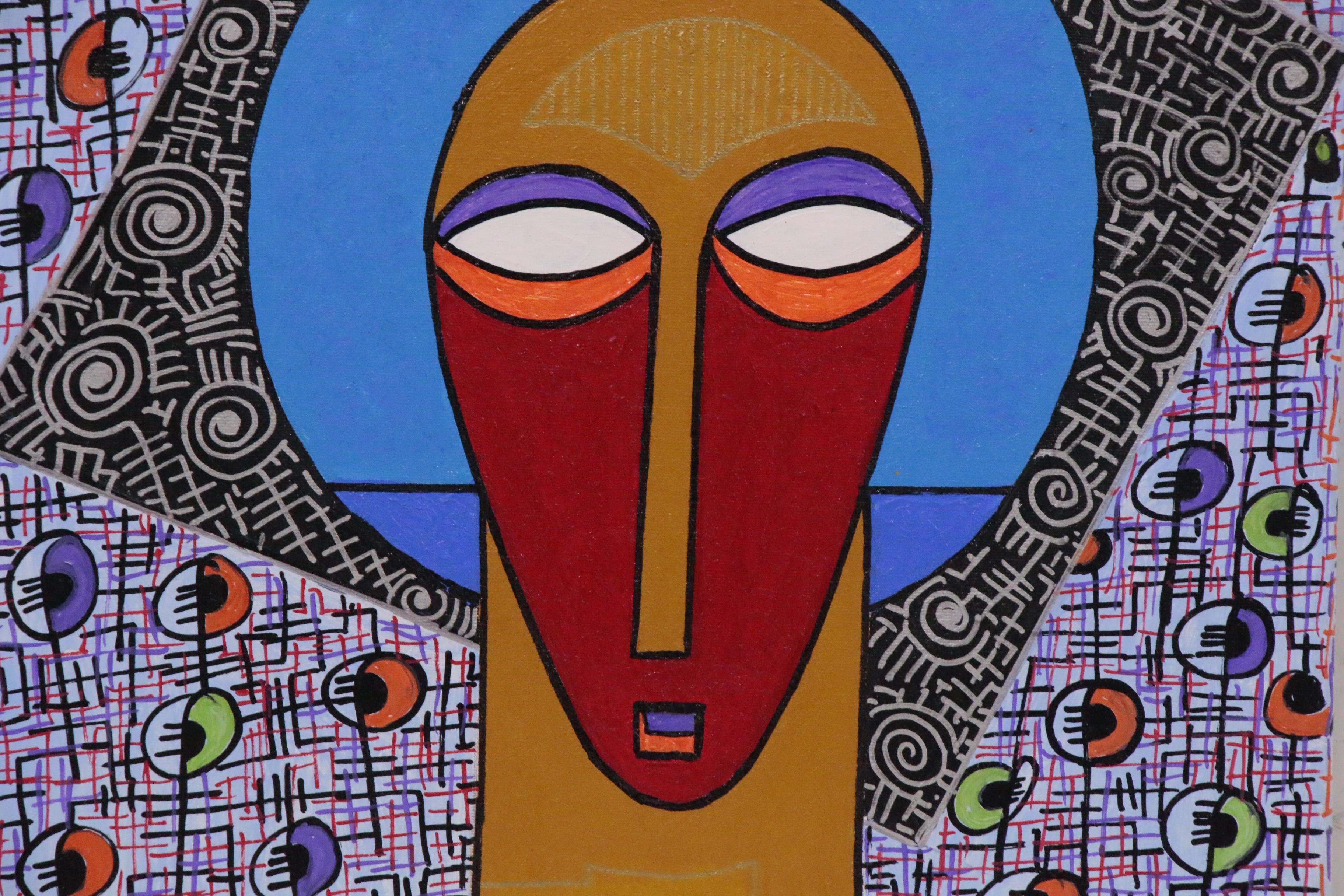 Lanre Buraimoh Acrylic and Ink Painting "Not by Sight", 2020