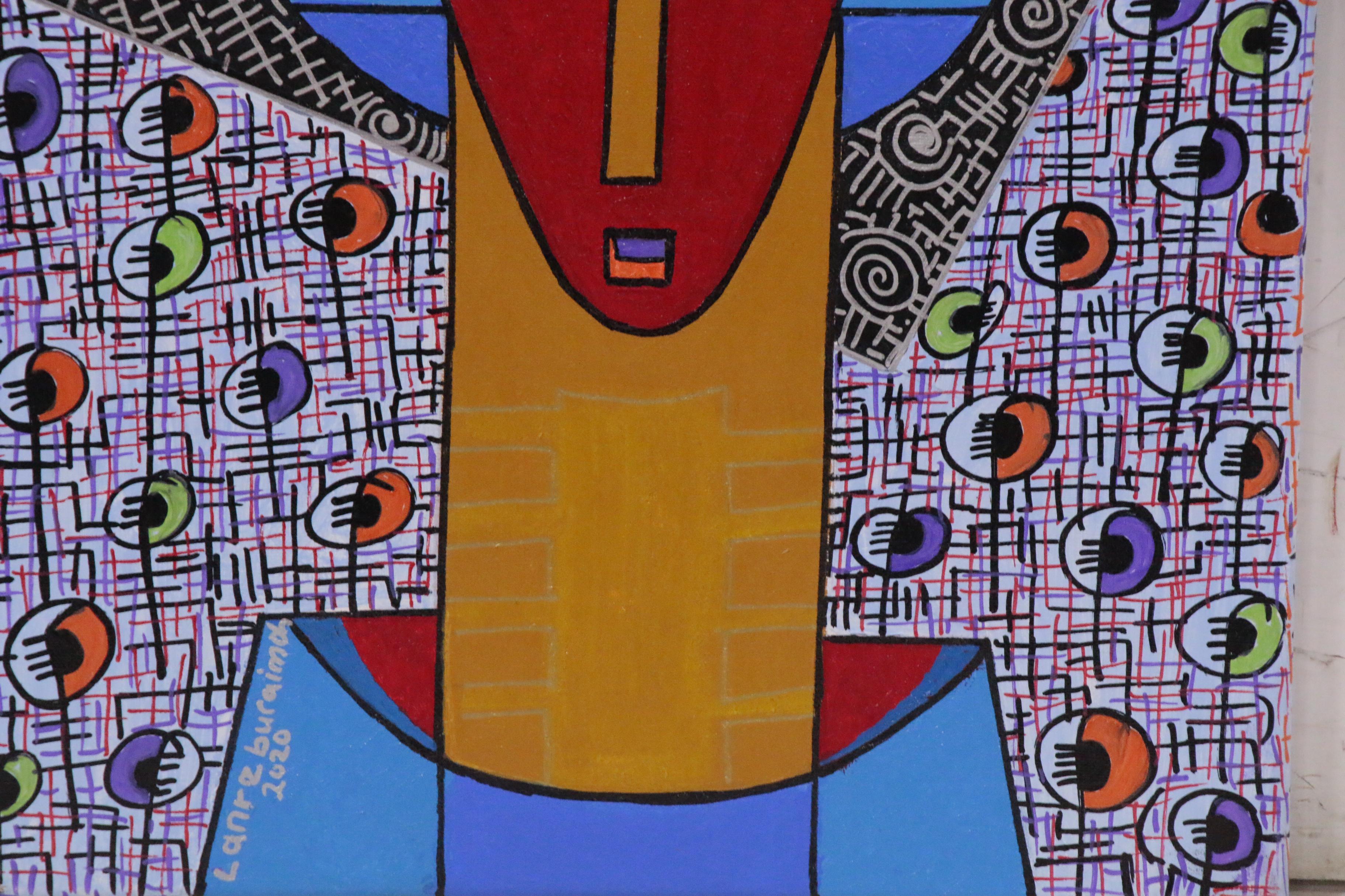 Lanre Buraimoh Acrylic and Ink Painting "Not by Sight", 2020