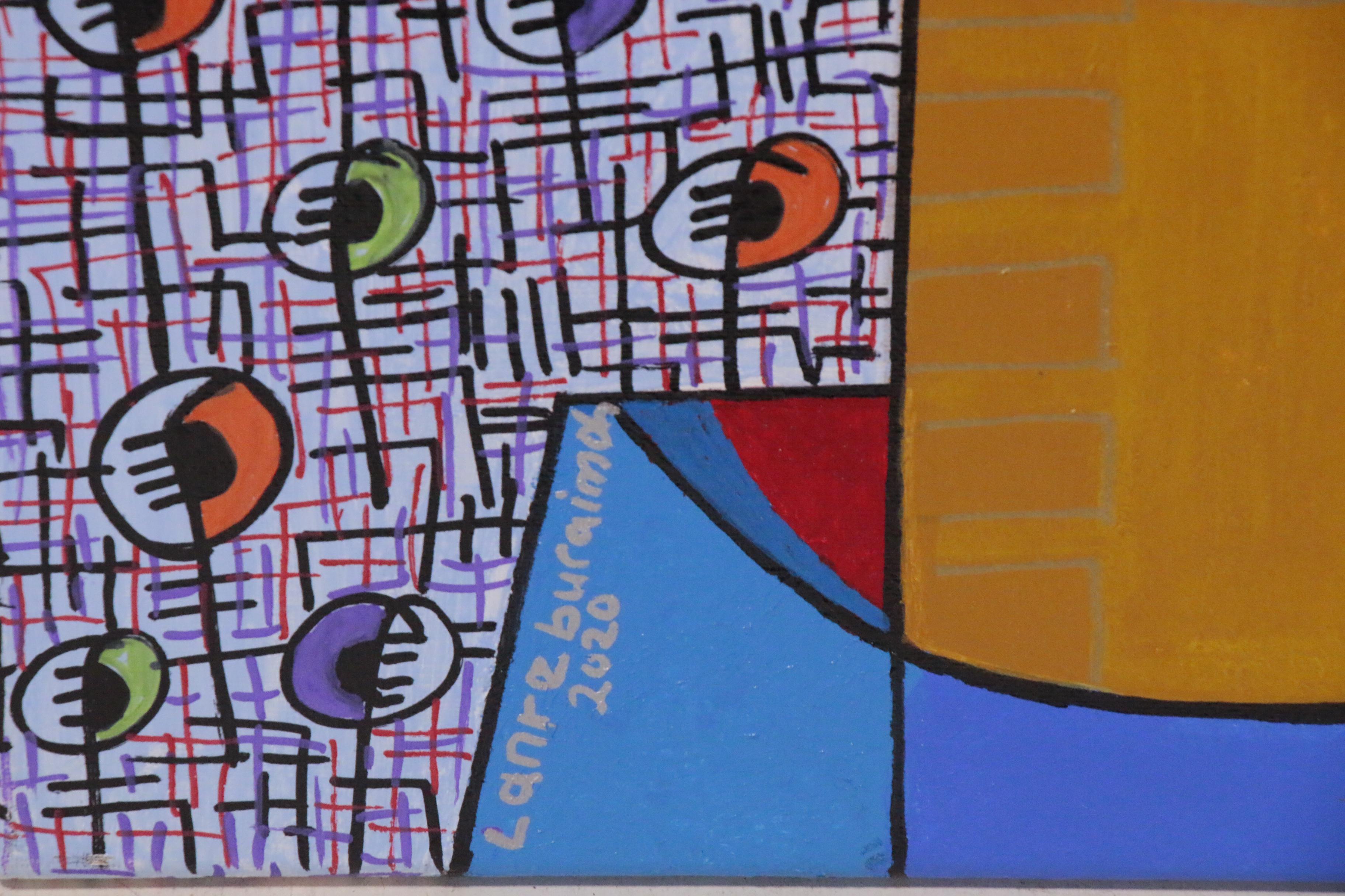 Lanre Buraimoh Acrylic and Ink Painting "Not by Sight", 2020