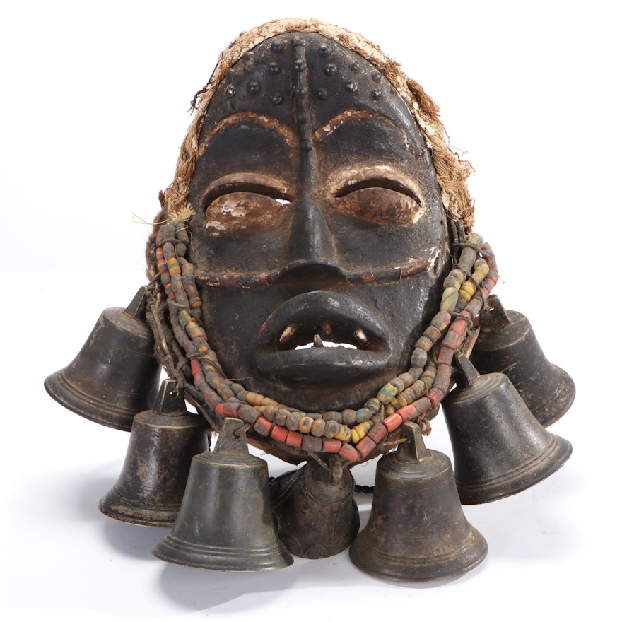 Dan-Guere Hand-Carved Wood Mask with Embellishments, West Africa