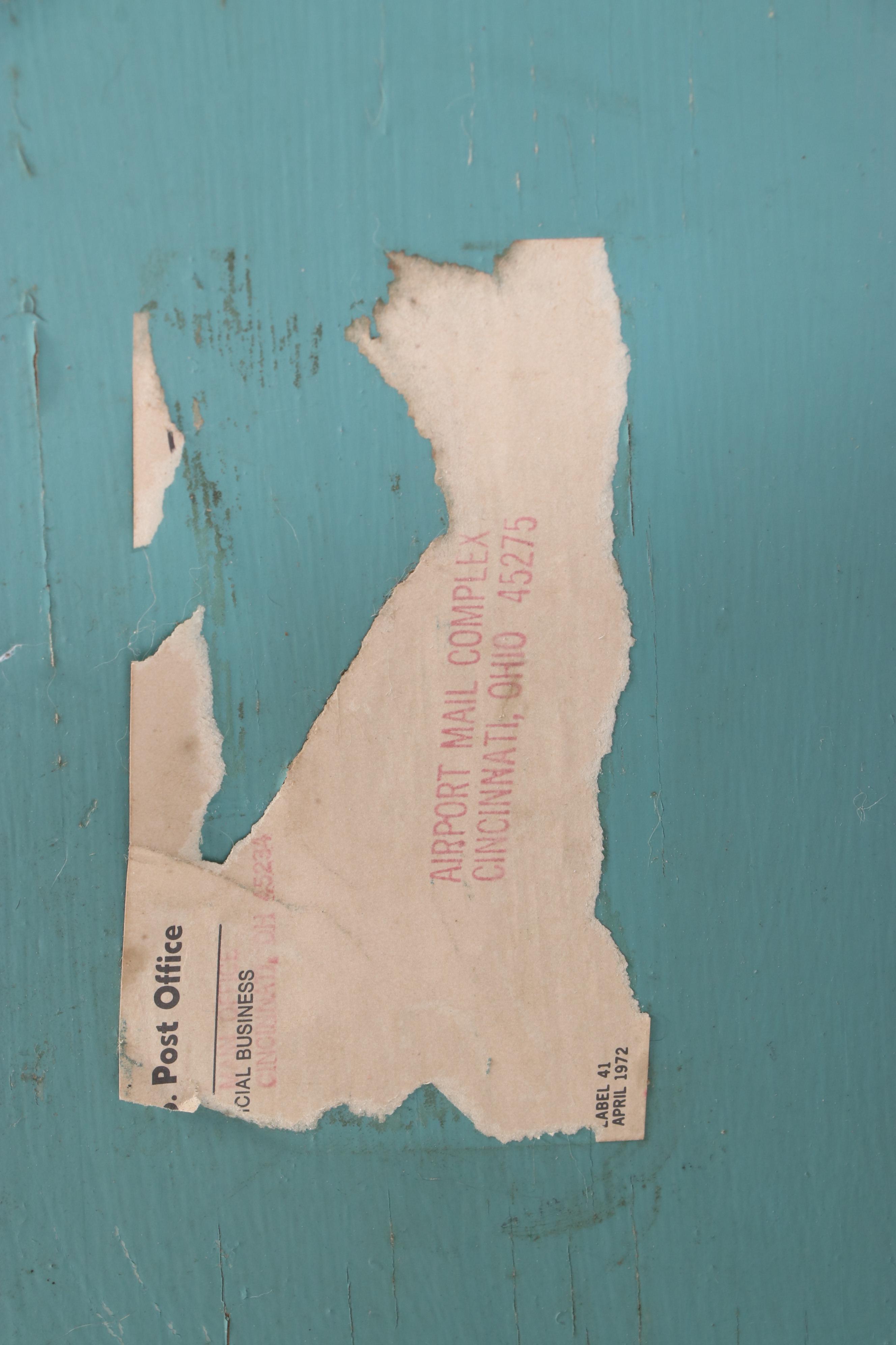 Cincinnati Post Office Painted Oak Mail Sorting Cabinet-on-Stand, 20th Century