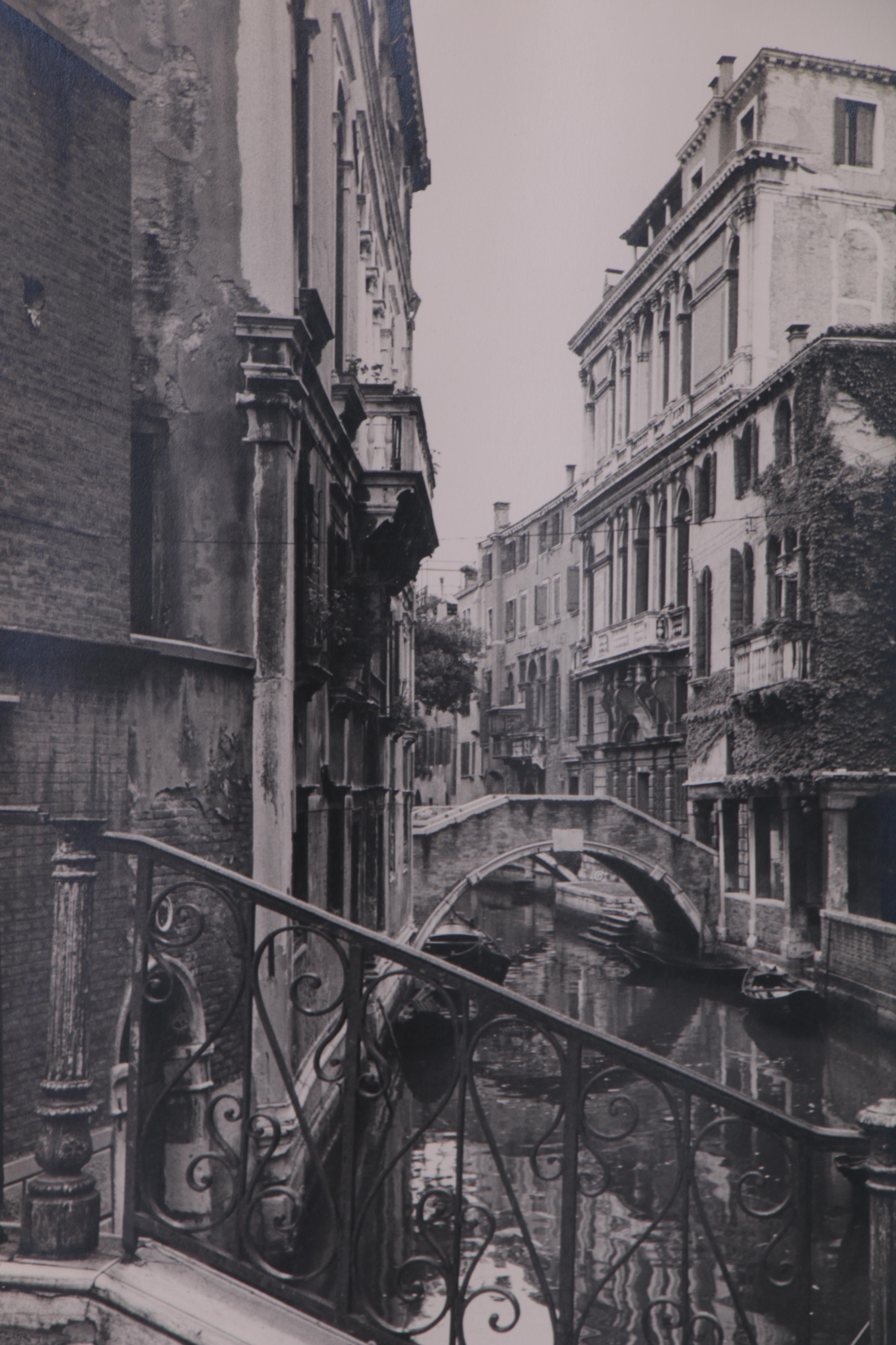 Venice Canal Cityscape Silver Gelatin Photograph, Mid 20th Century