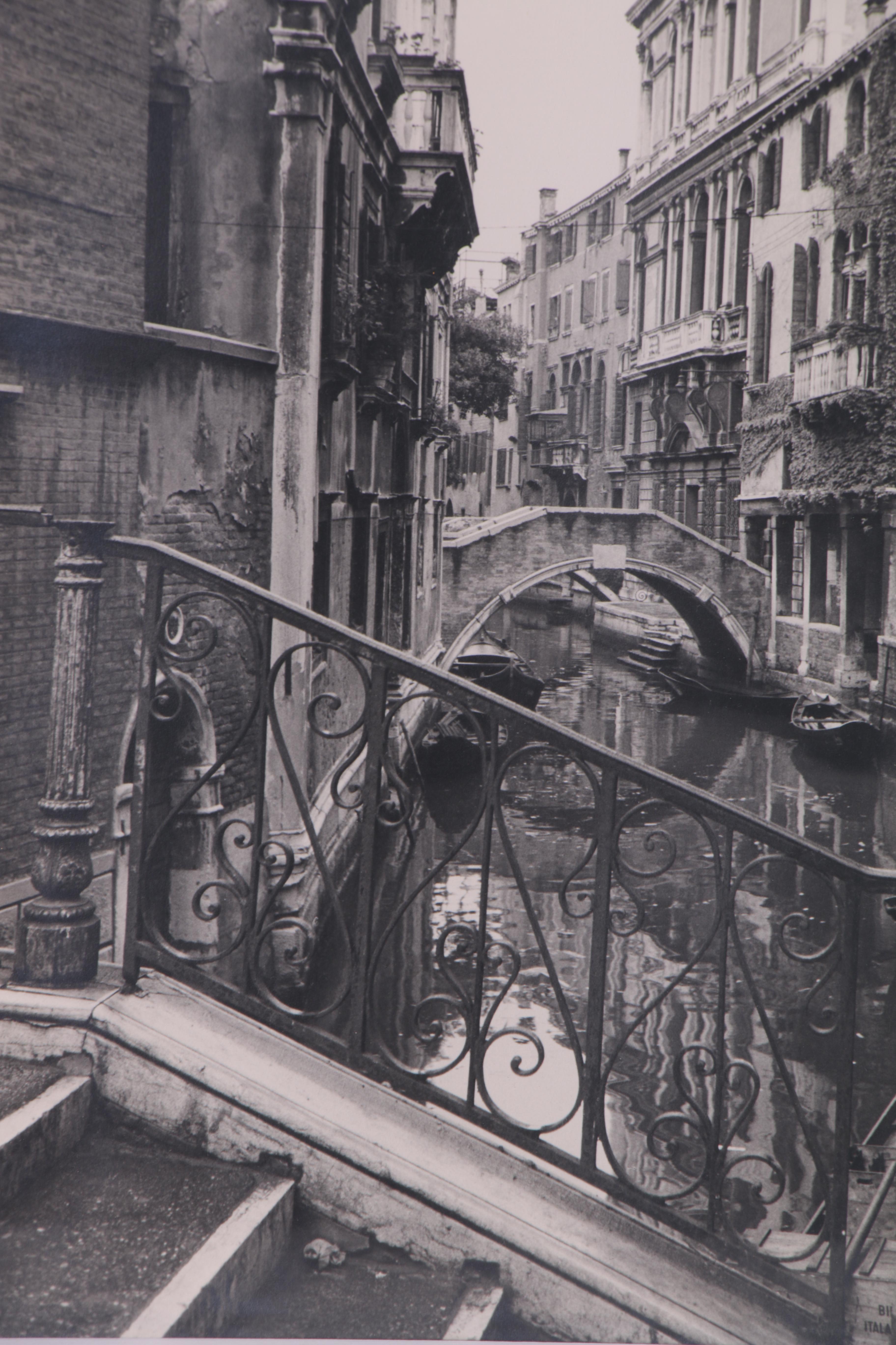 Venice Canal Cityscape Silver Gelatin Photograph, Mid 20th Century