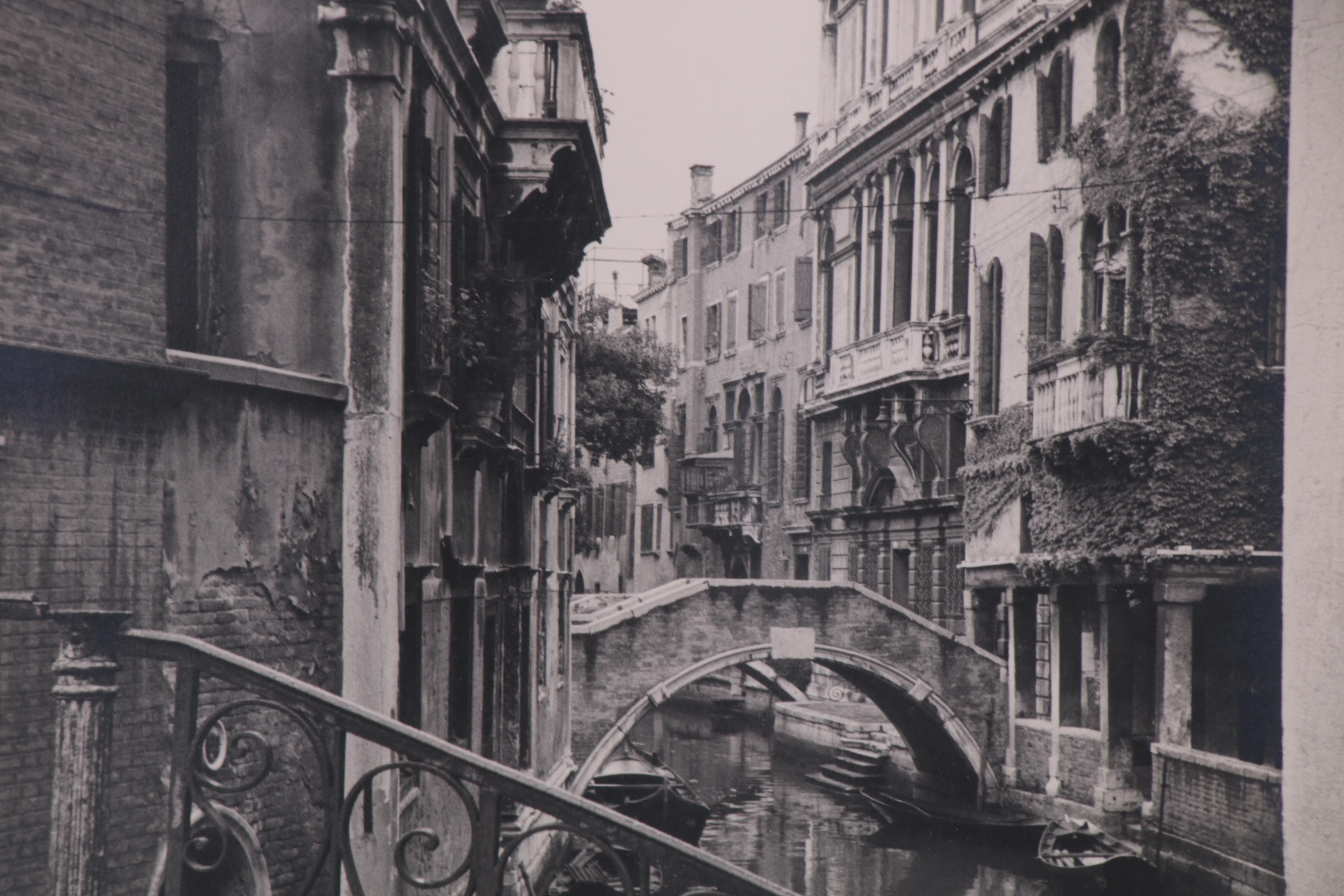 Venice Canal Cityscape Silver Gelatin Photograph, Mid 20th Century