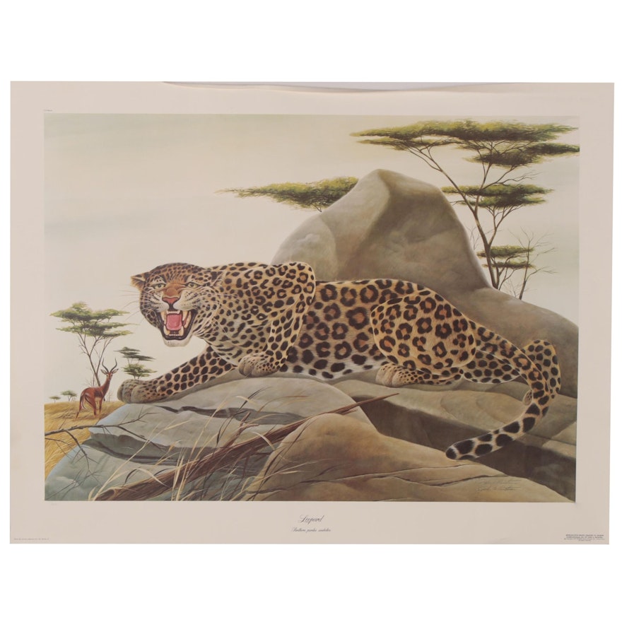 John A. Ruthven Offset Lithograph "Leopard," 1975