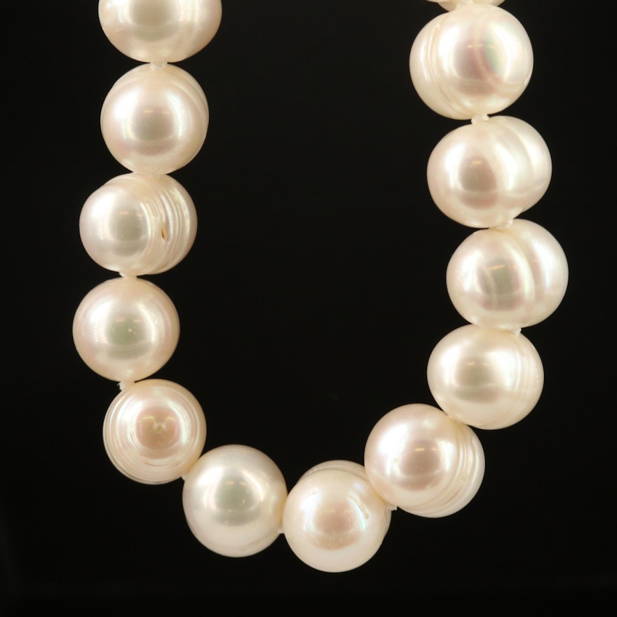 Pearl Knotted Necklace with Sterling Silver Clasp