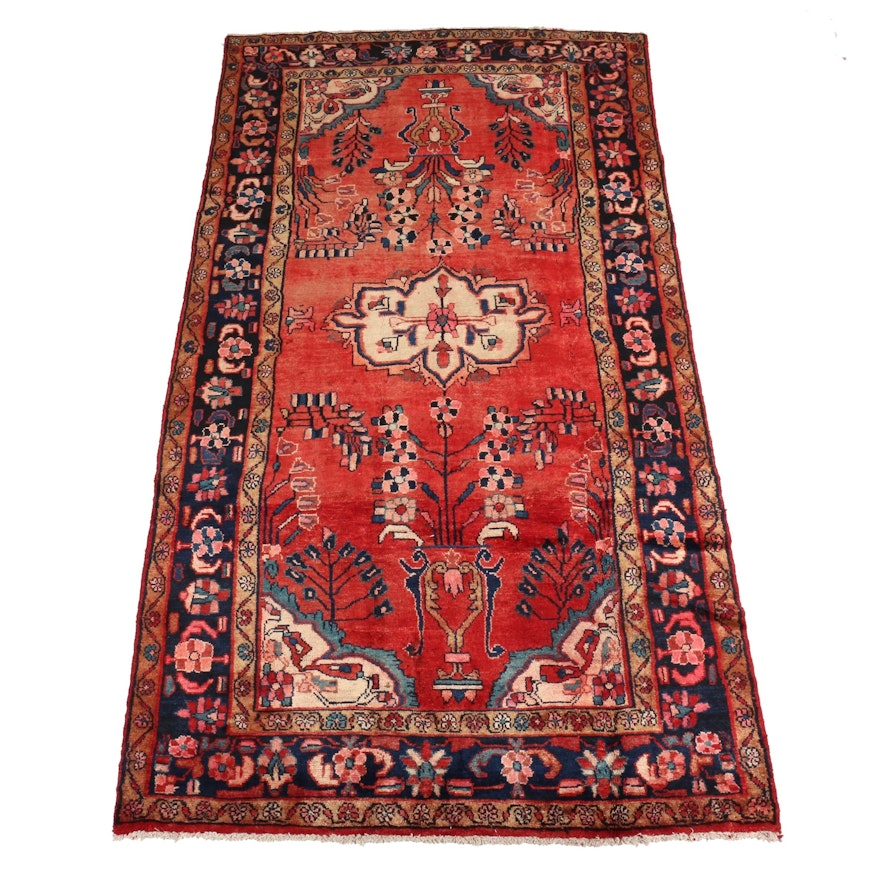 4'10 x 9'4 Hand-Knotted Persian Hamadan Wool Wide Runner Rug