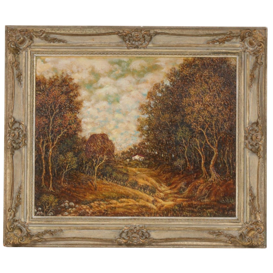 Autumn Landscape Oil Painting, Mid to Late 20th Century