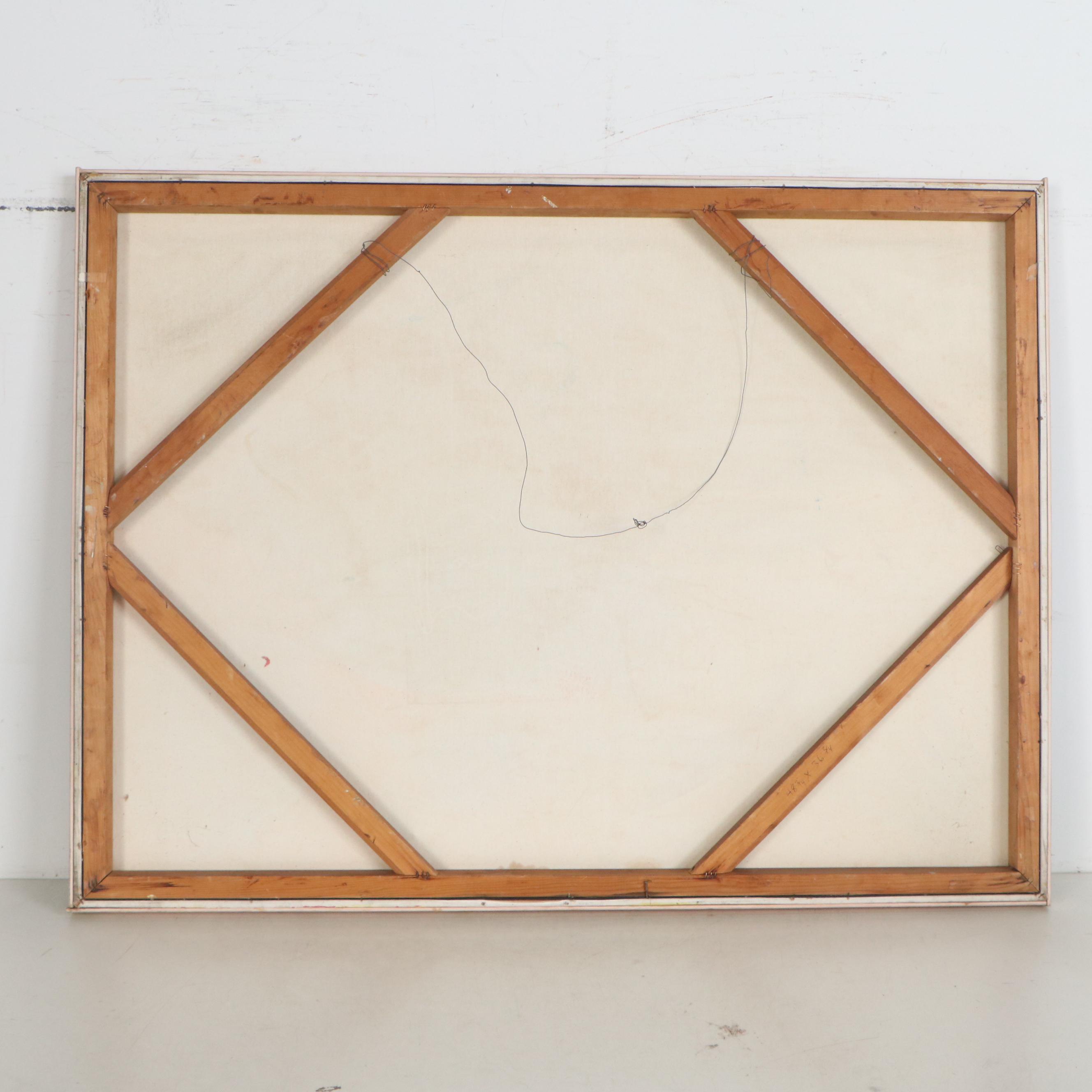 Bill Salamon Coastal Landscape with Figures Oil Painting, 20th Century