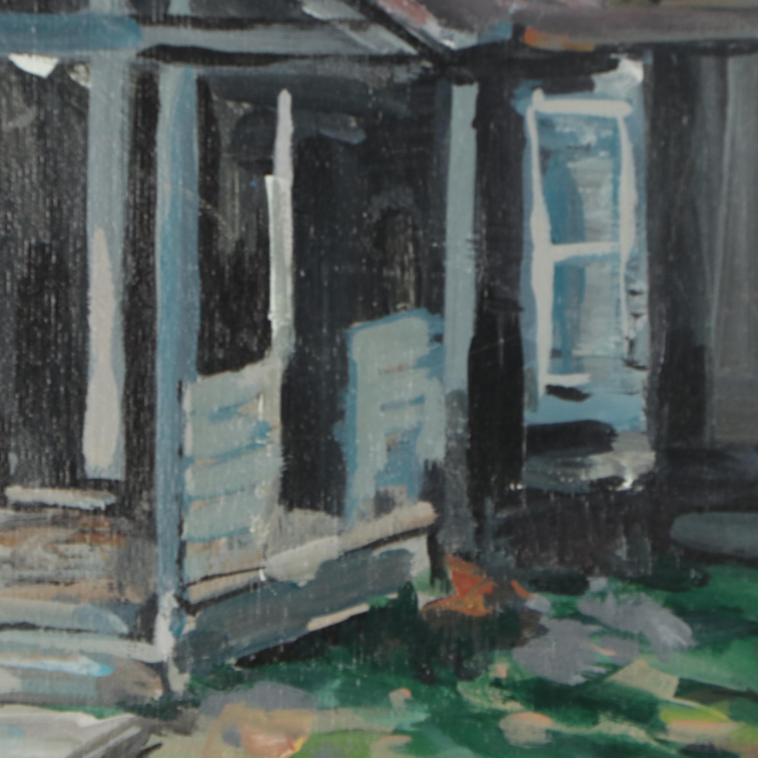 Bill Salamon Oil Painting of Children Selling Drinks, Late 20th Century