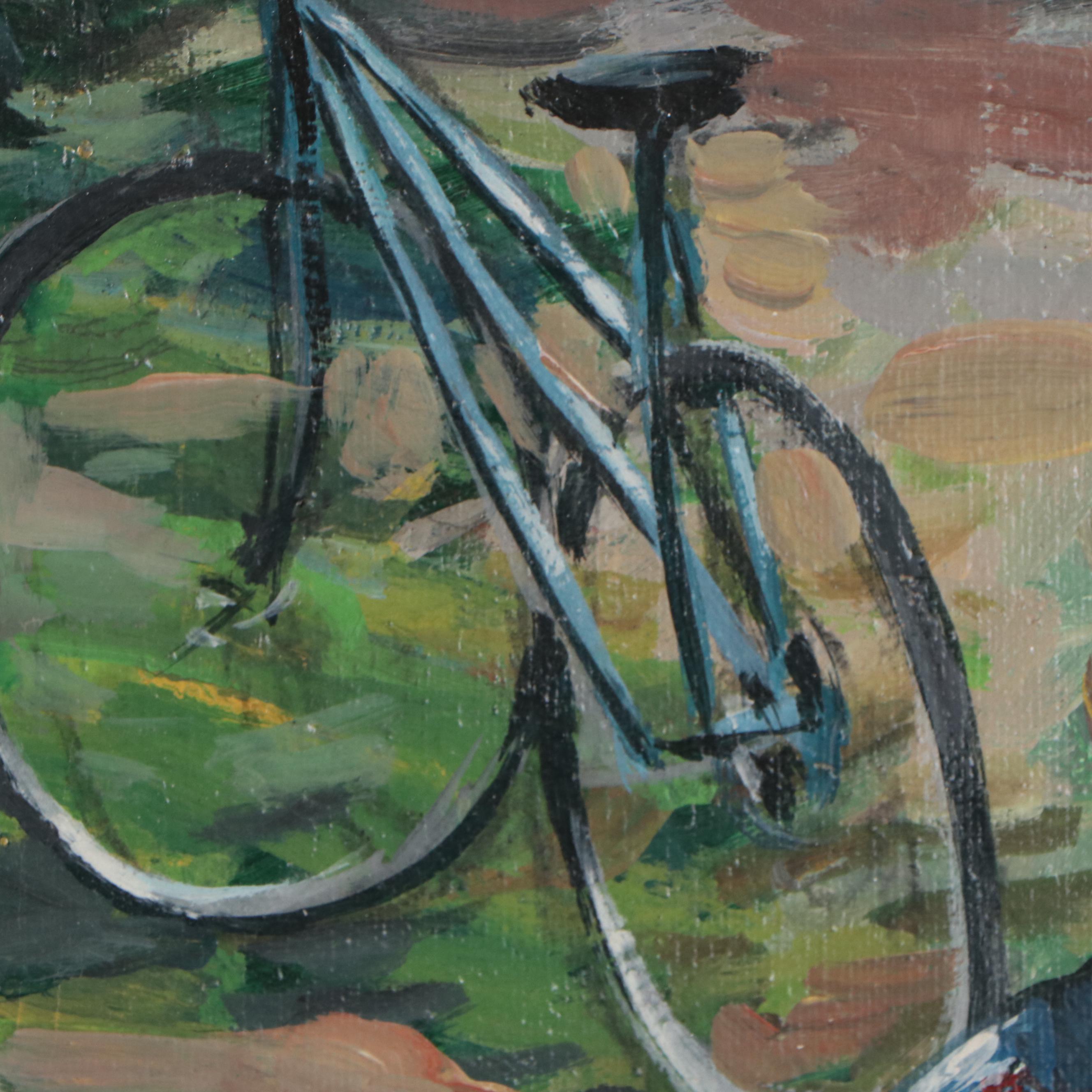 Bill Salamon Oil Painting of Children Selling Drinks, Late 20th Century