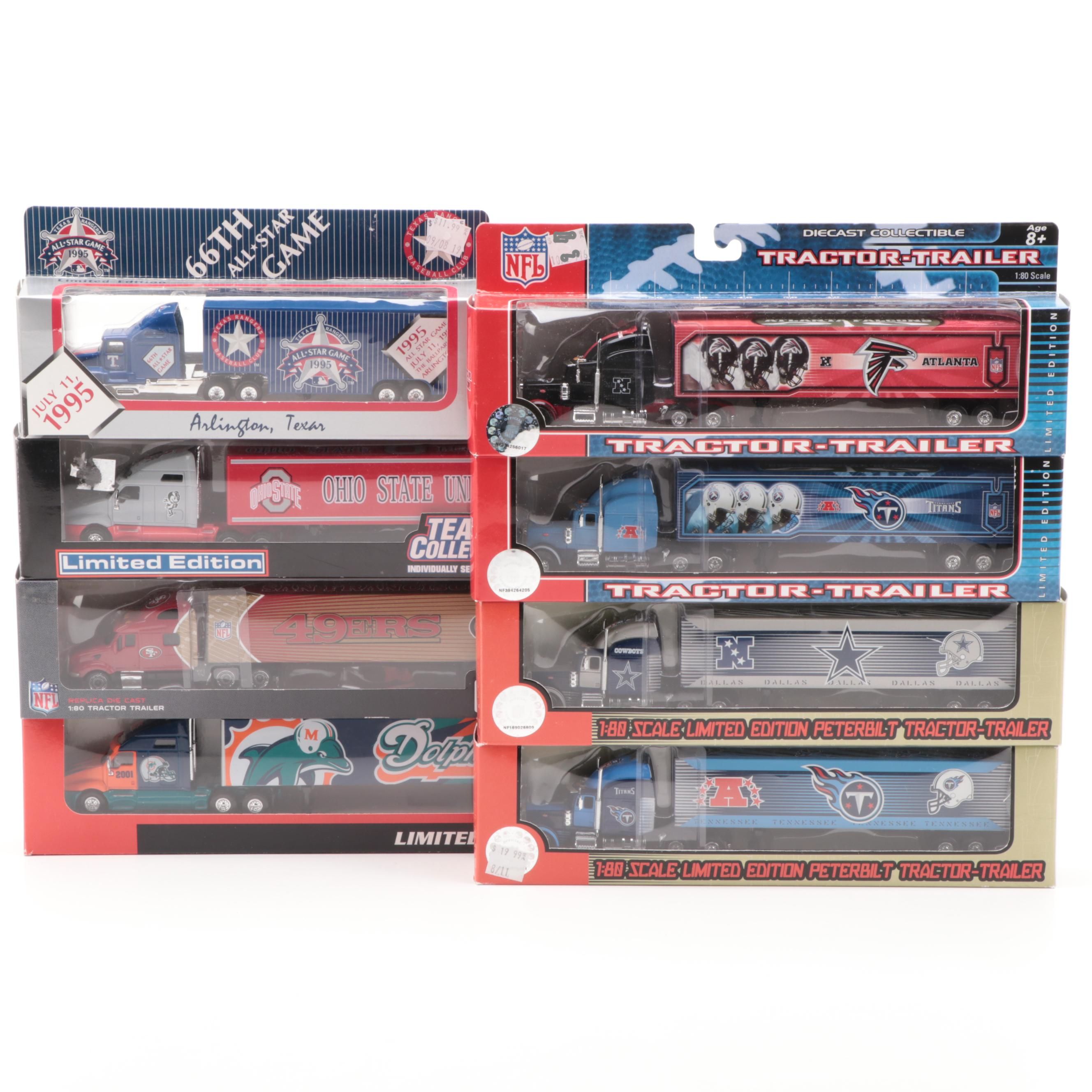 NFL and College Sports Teams Collectible Model Tractor Trailers