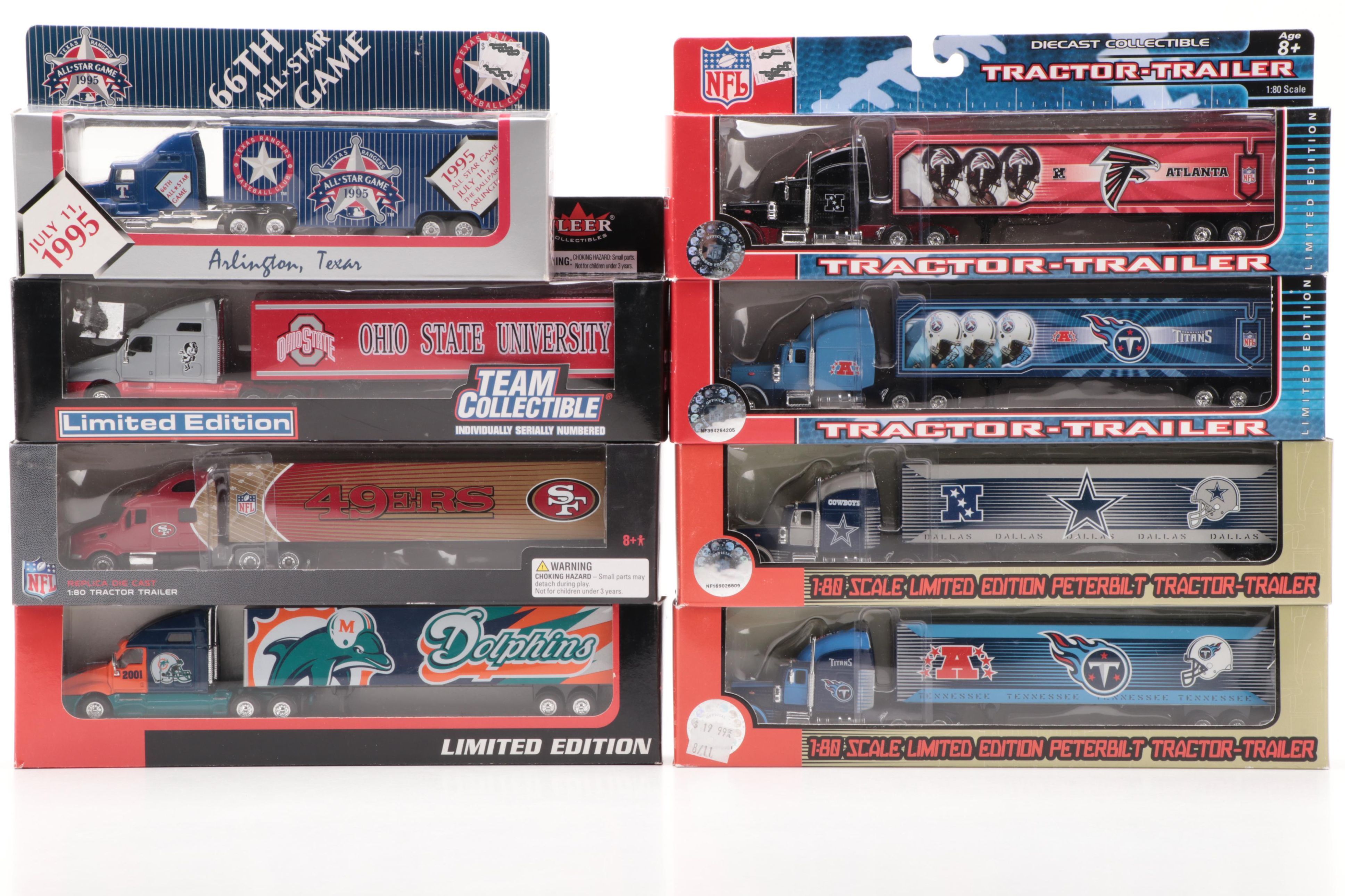 NFL and College Sports Teams Collectible Model Tractor Trailers