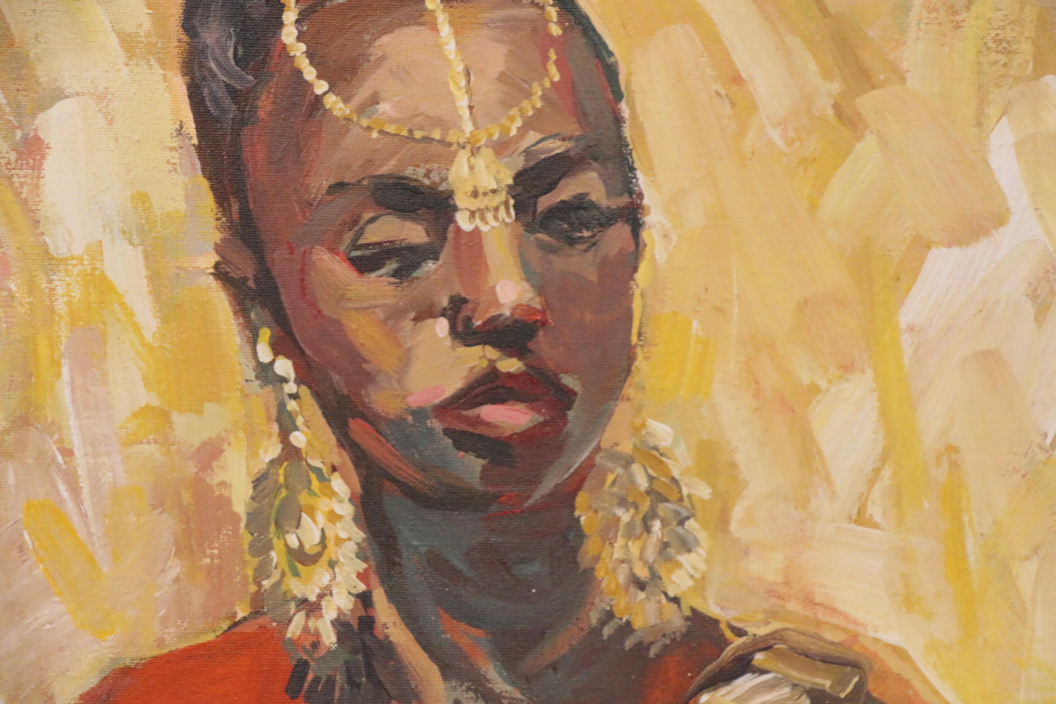 Bill Salamon Oil Painting of Two Women in Meditation, 20th Century