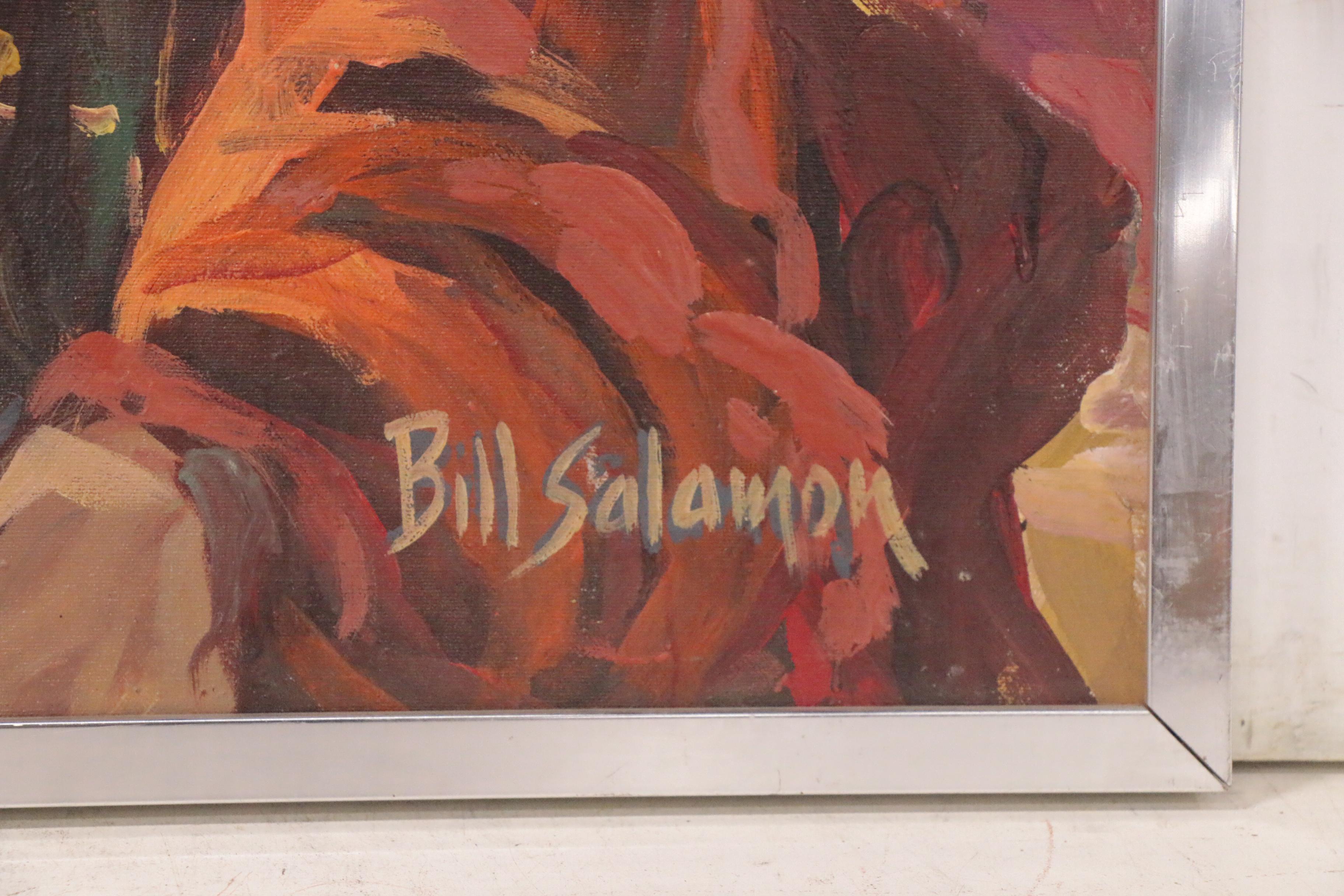 Bill Salamon Oil Painting of Two Women in Meditation, 20th Century