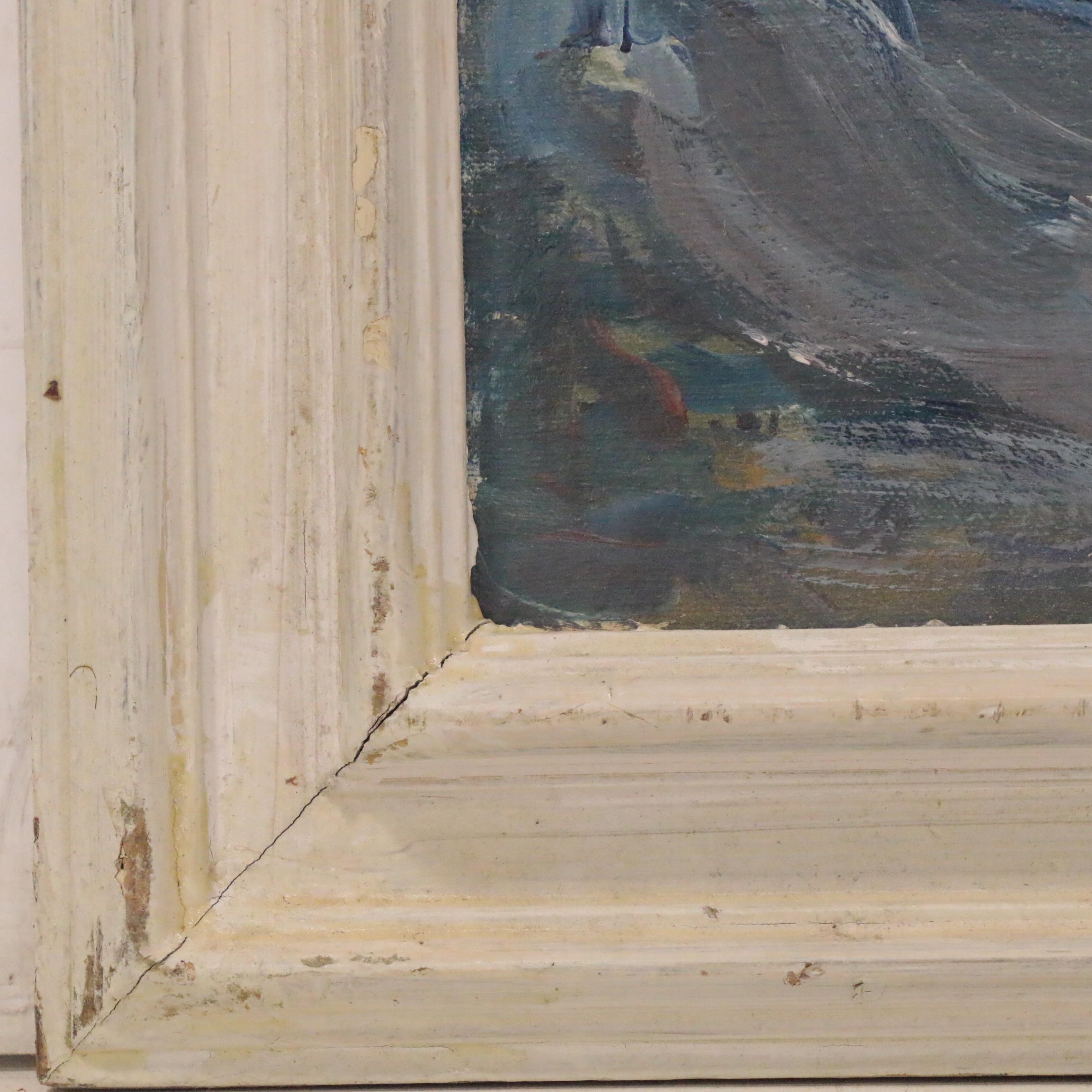 Bill Salamon Acrylic Painting of Row Boats on Shore, Late 20th Century