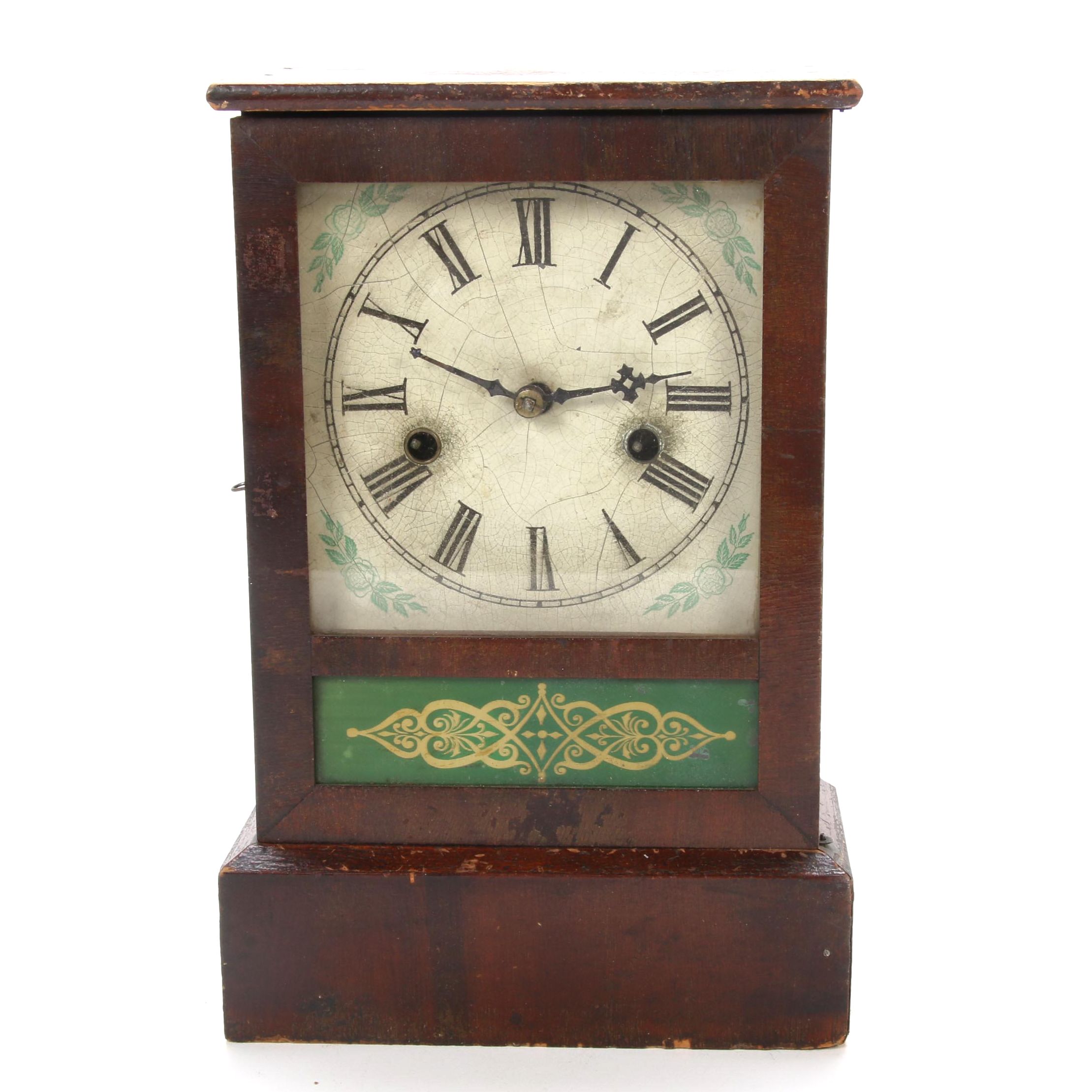 Ansonia Eight Day Mantel Clock with Verre Églomisé Panel