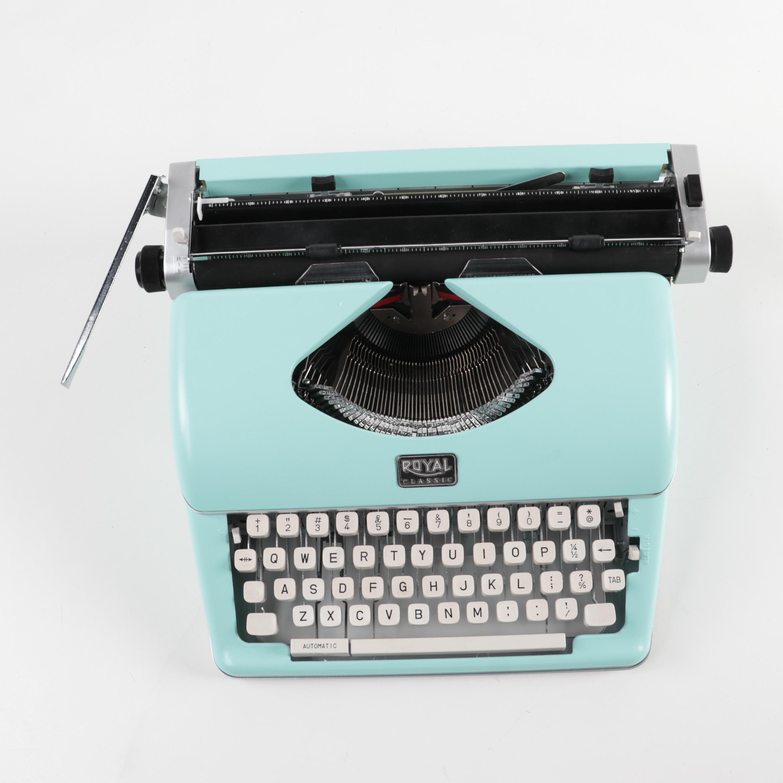 Royal Mint Green "Classic" Manual Typewriter with Original Packaging