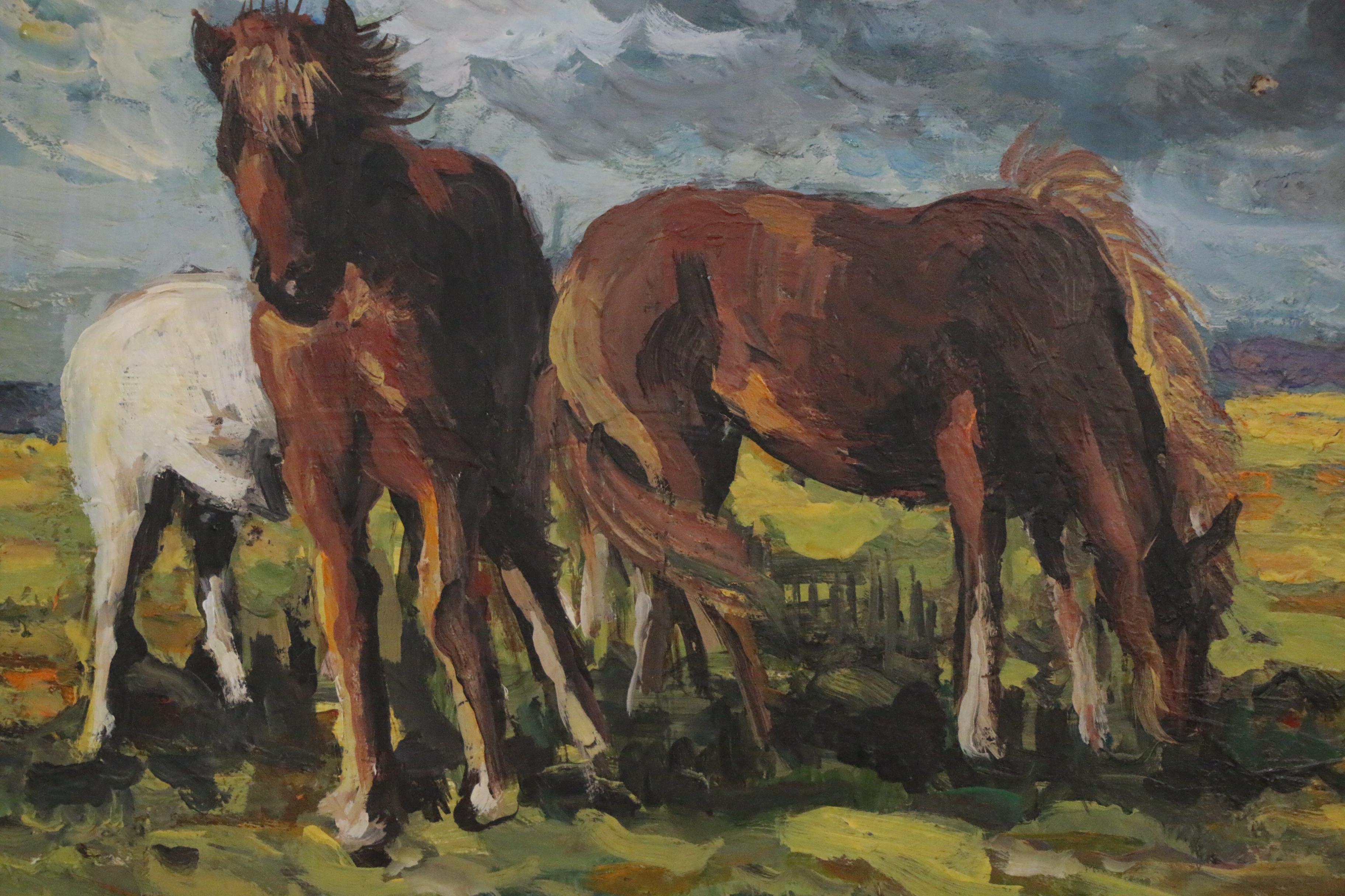 Bill Salamon Oil Painting of Wild Horses, Late 20th Century