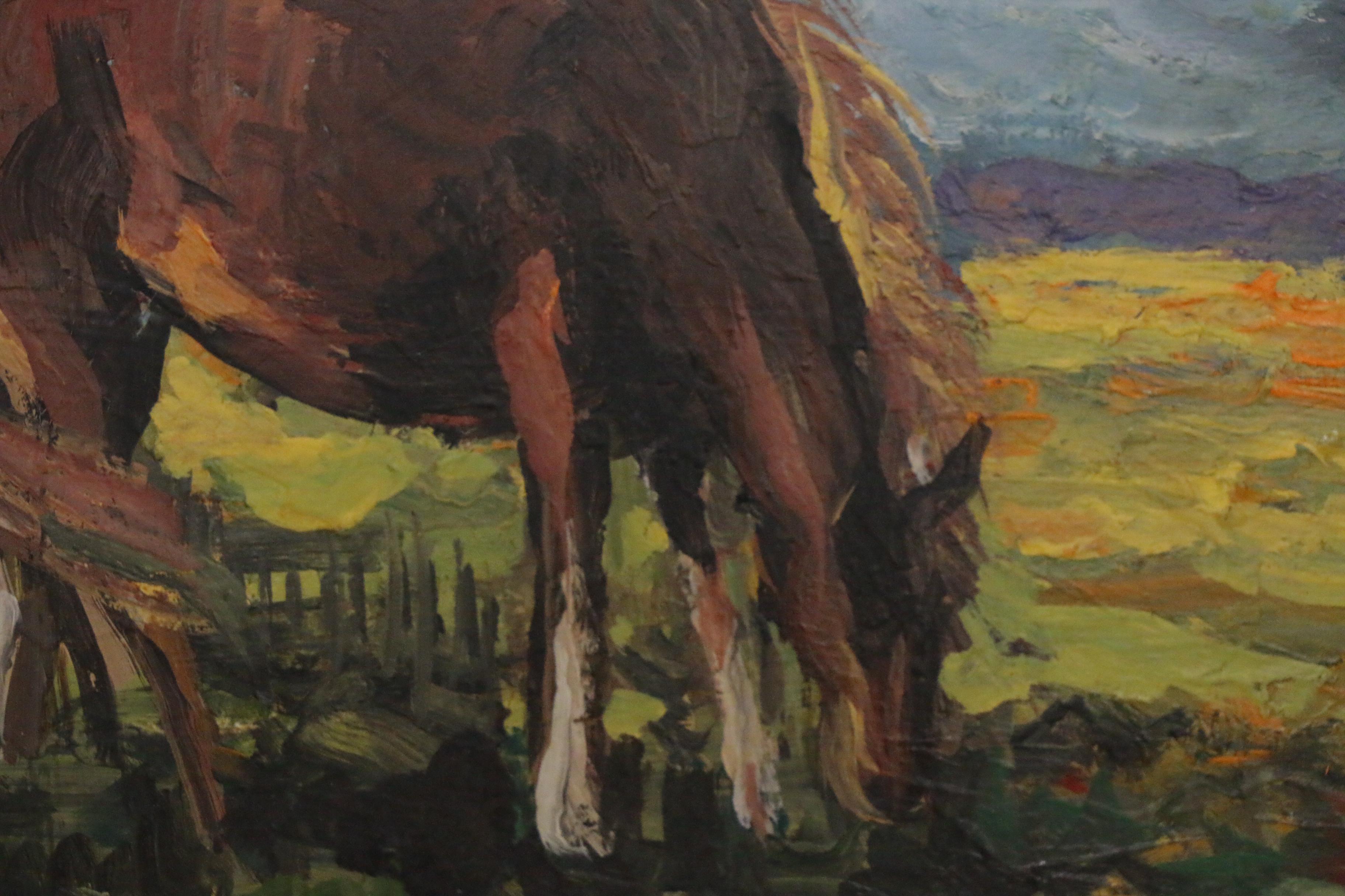 Bill Salamon Oil Painting of Wild Horses, Late 20th Century