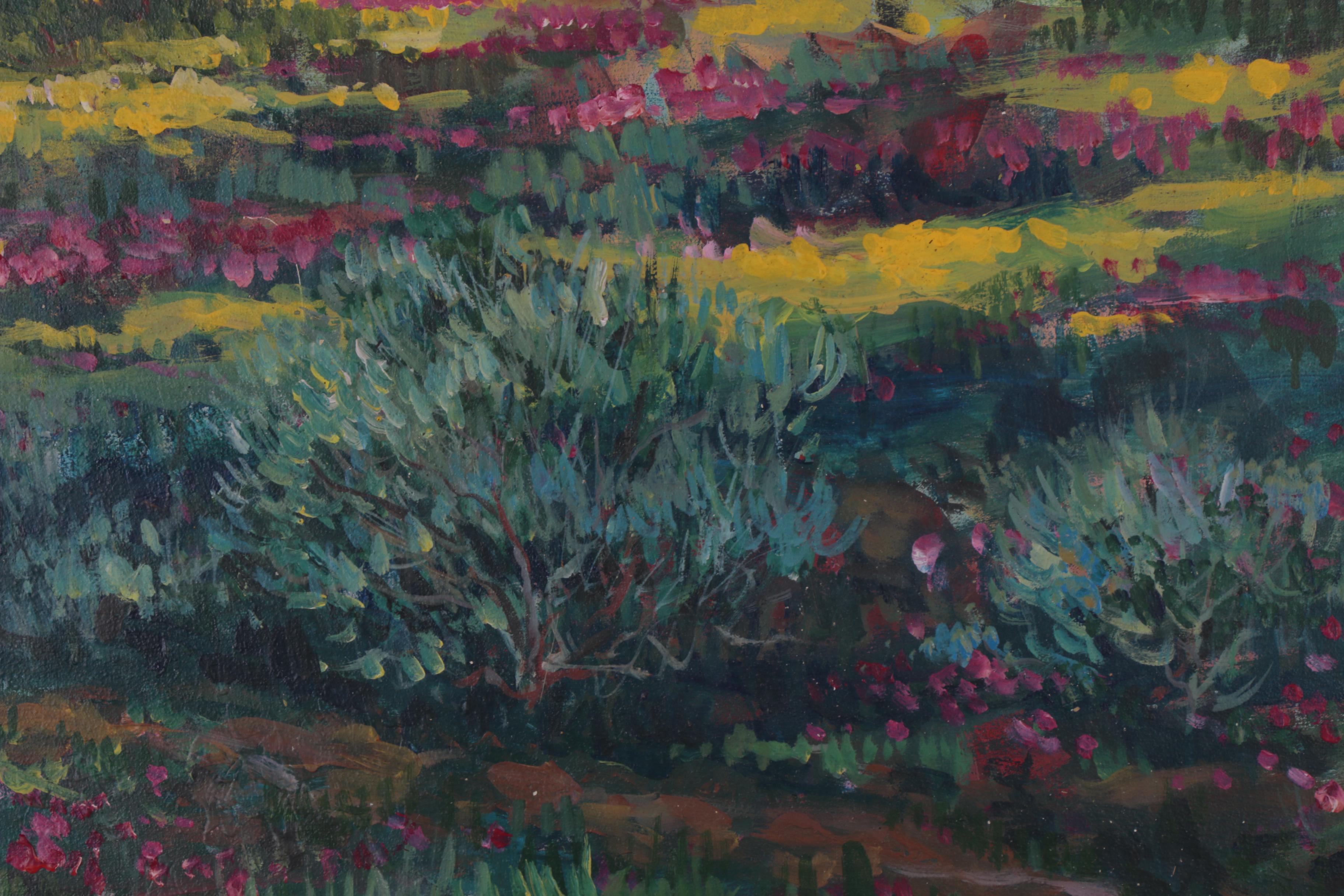 Bill Salamon Purple Mountain Landscape Acrylic Painting, Late 20th Century