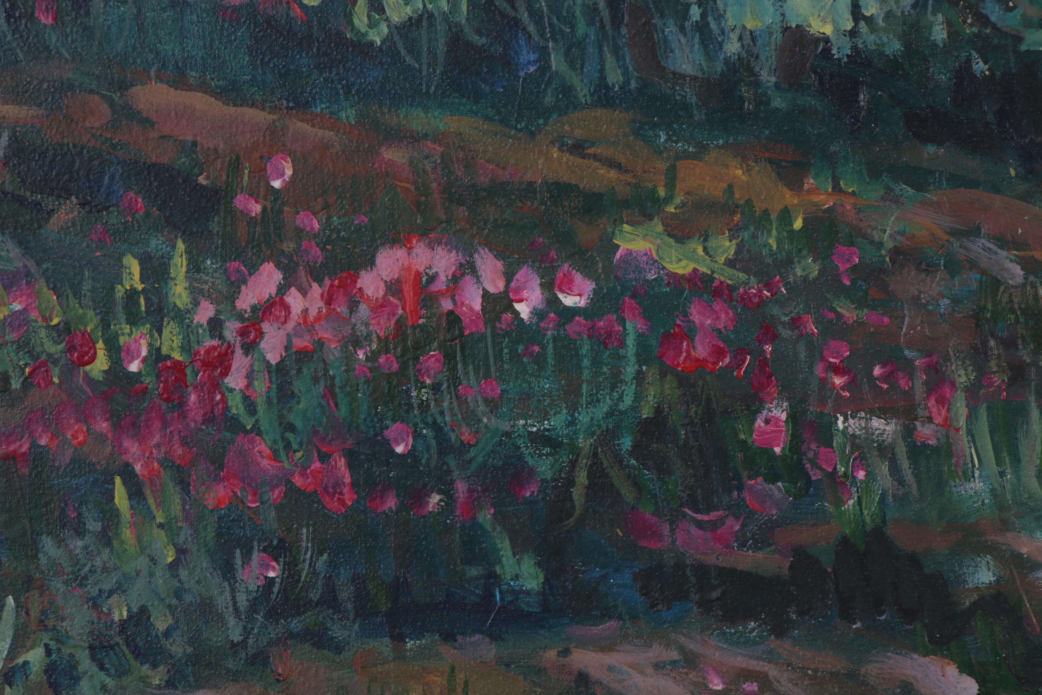 Bill Salamon Purple Mountain Landscape Acrylic Painting, Late 20th Century